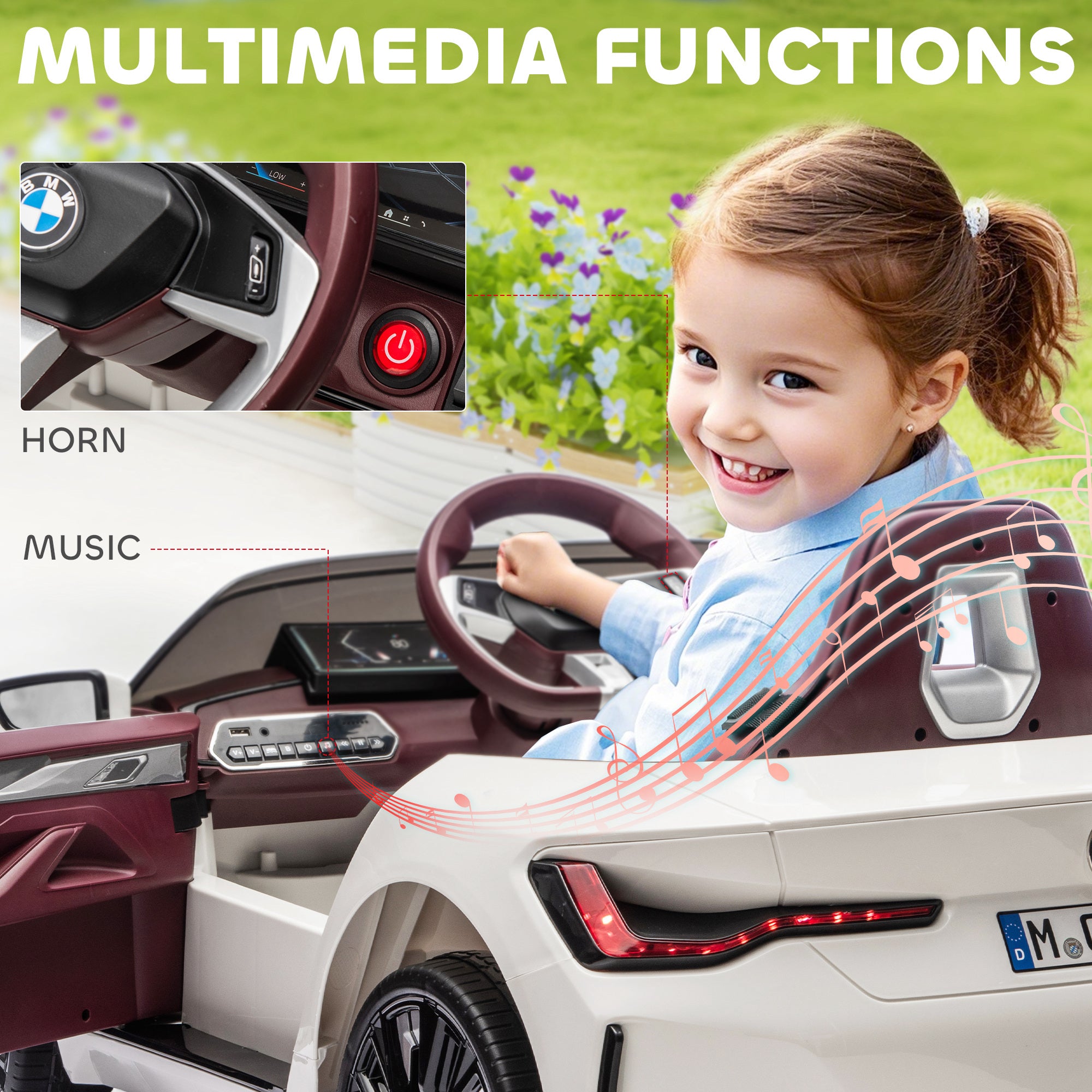 HOMCOM BMW i4 12V Kids Ride-On Car - White