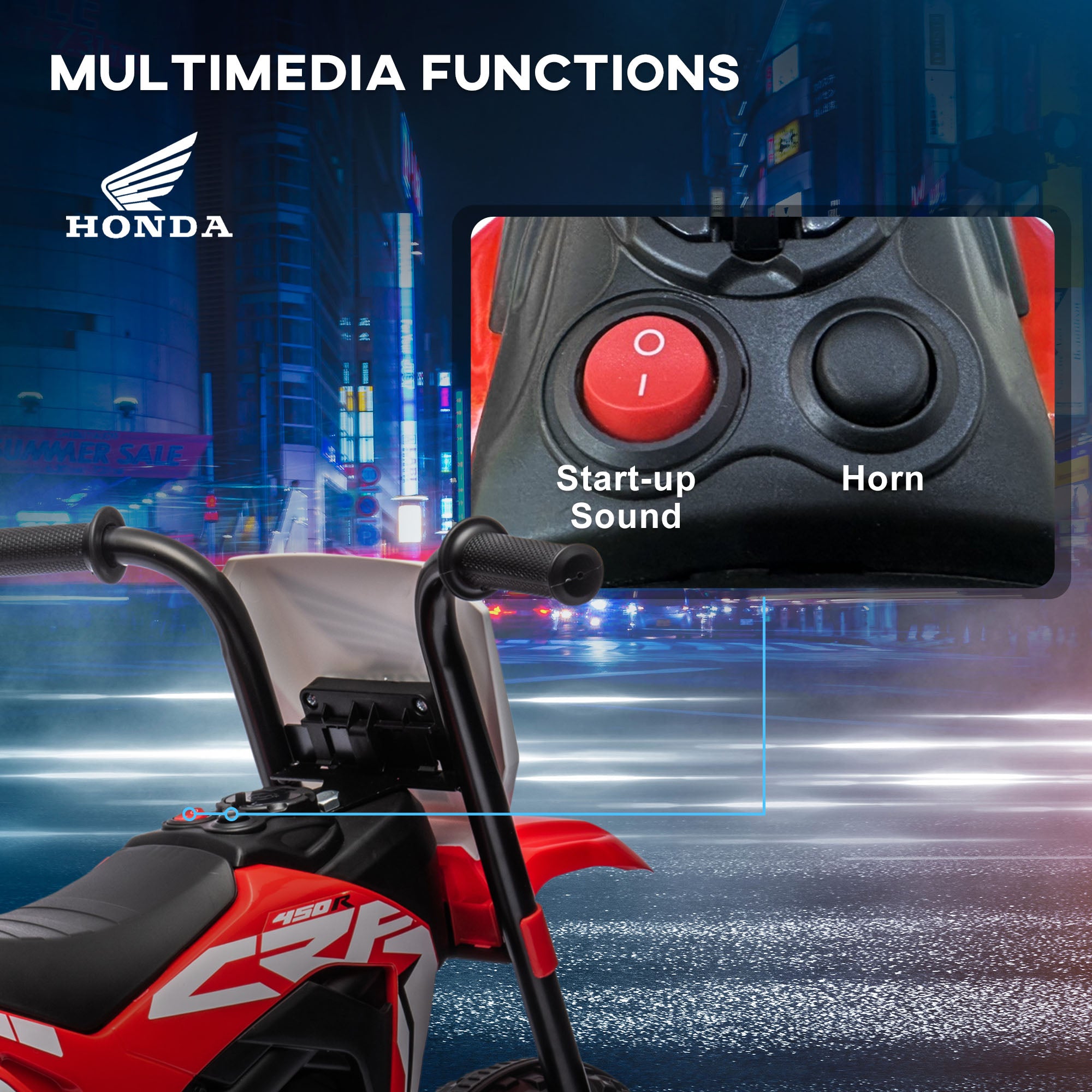 HOMCOM 6V Toddler Three-Wheel Motorbike - Red