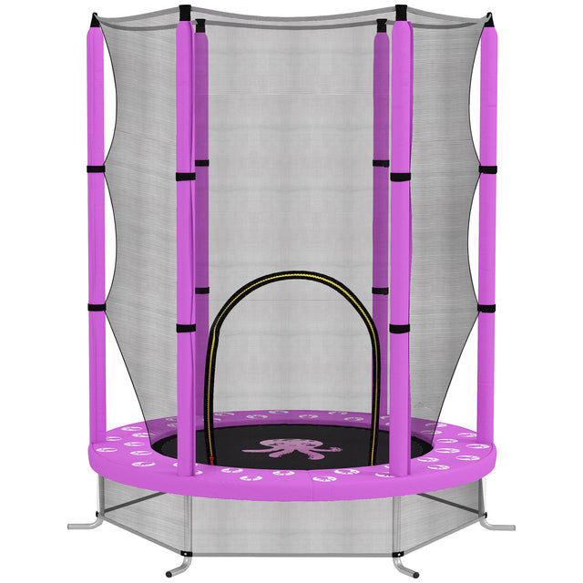 AIYAPLAY 4.6ft Toddler Trampoline w/ Safety Enclosure Net, for Indoor Outdoor Use, Ages 3-6 Years