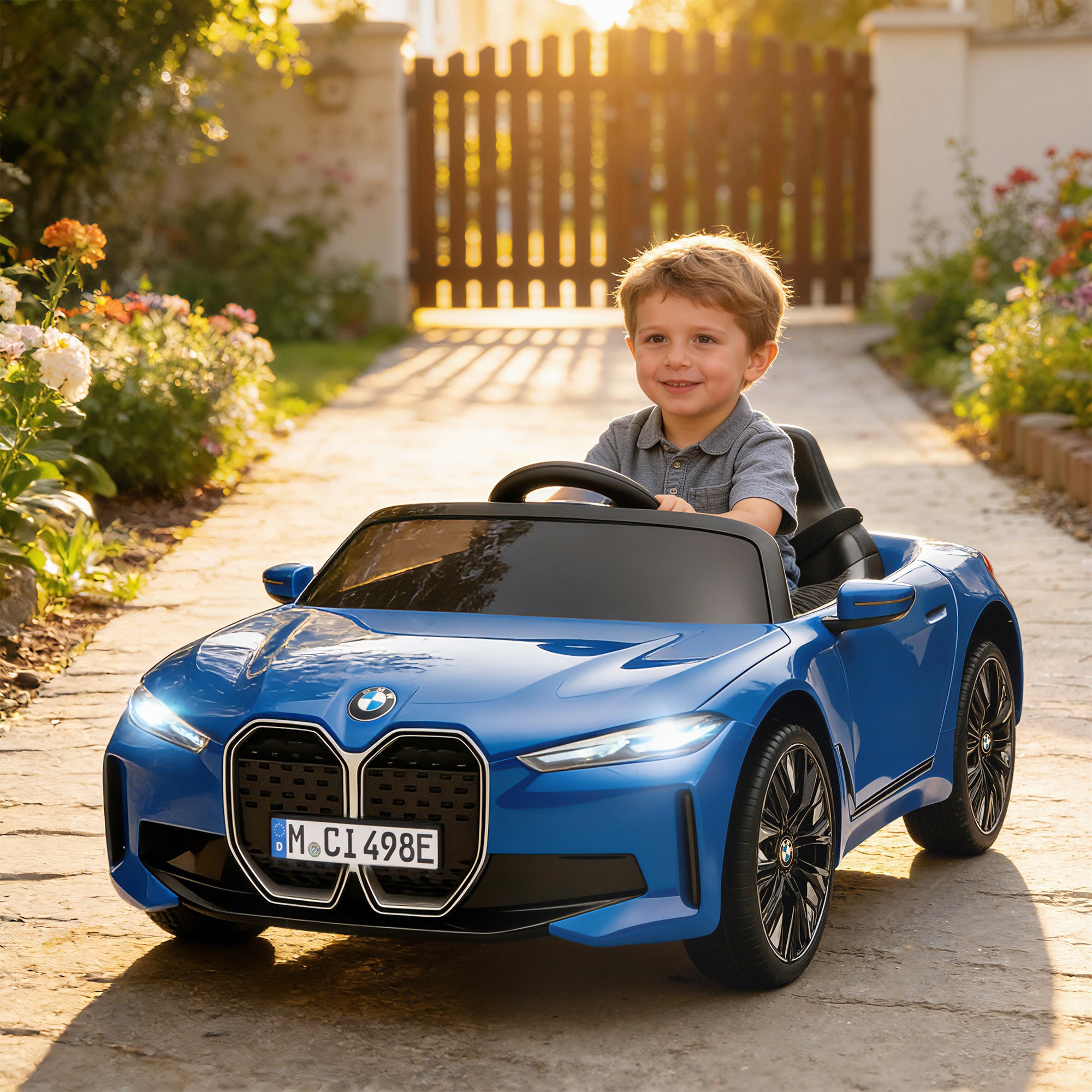 HOMCOM BMW i4 12V Kids Ride-On Car - Blue