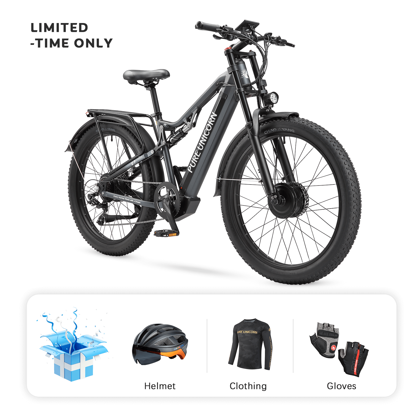 PURE UNICORN U7 48V 2000W 19.2Ah Dual Motor Electric Bike - image 2