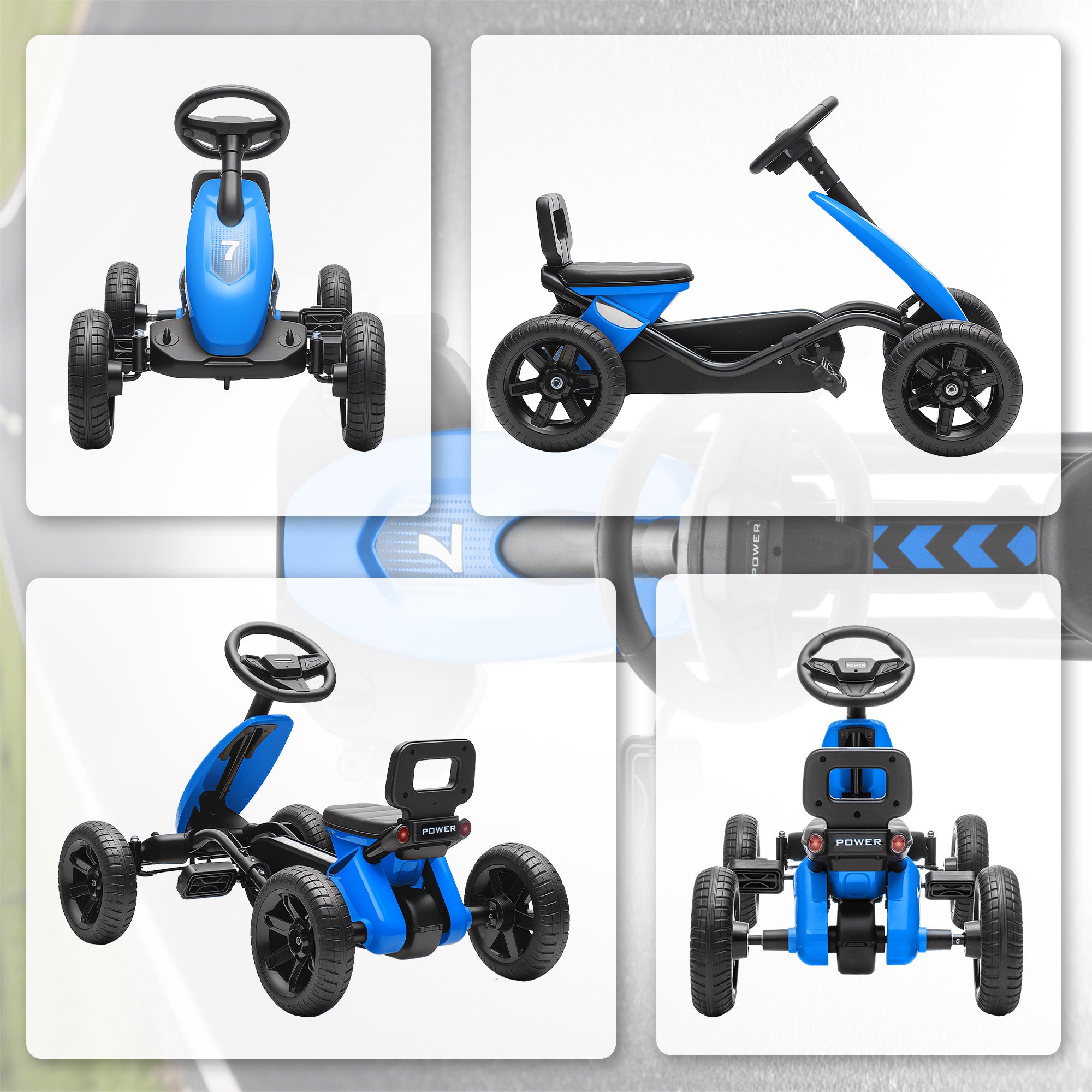 AIYAPLAY Kids Pedal Go Kart Metal Frame EVA Wheels