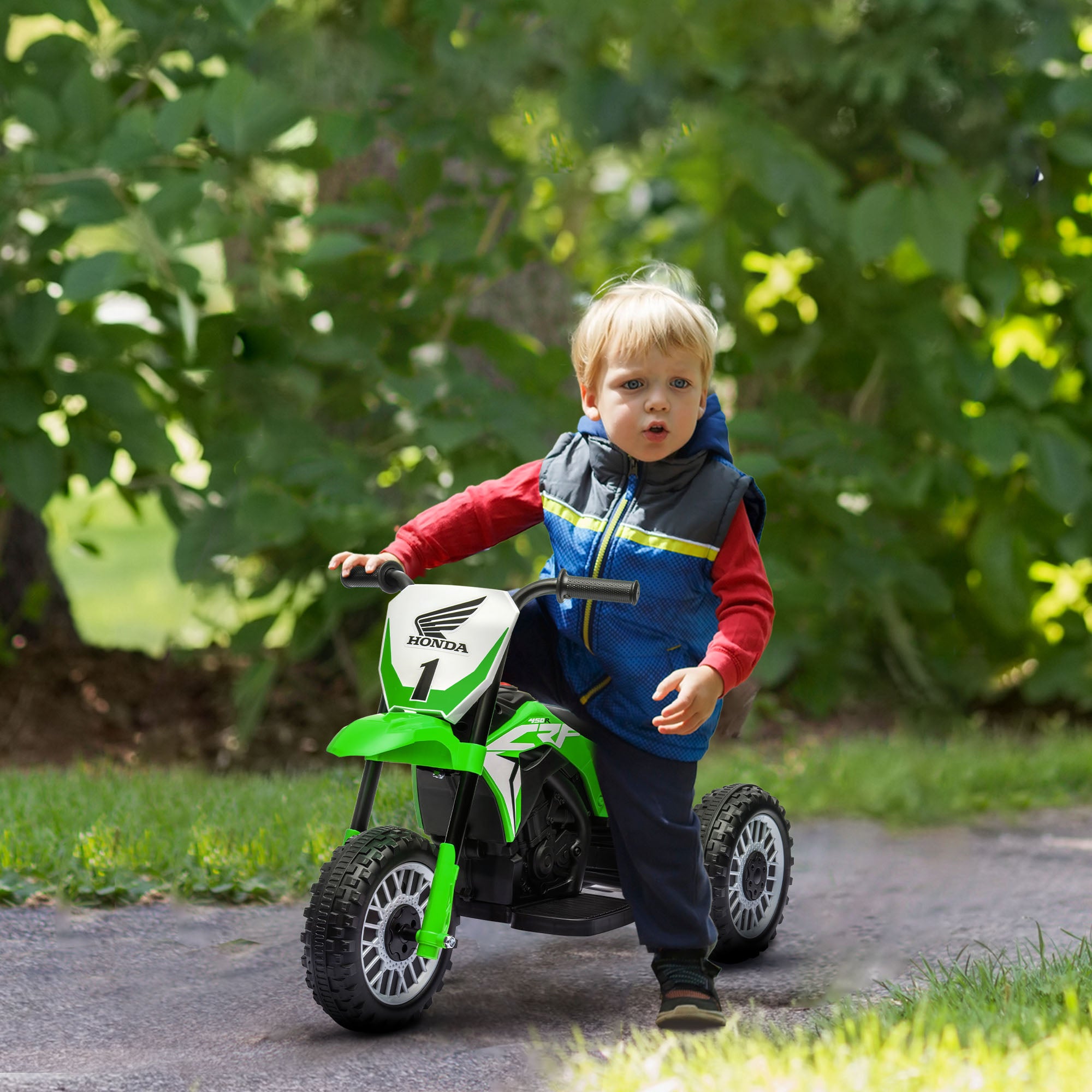 HOMCOM 6V Toddler Three-Wheel Motorbike - Green
