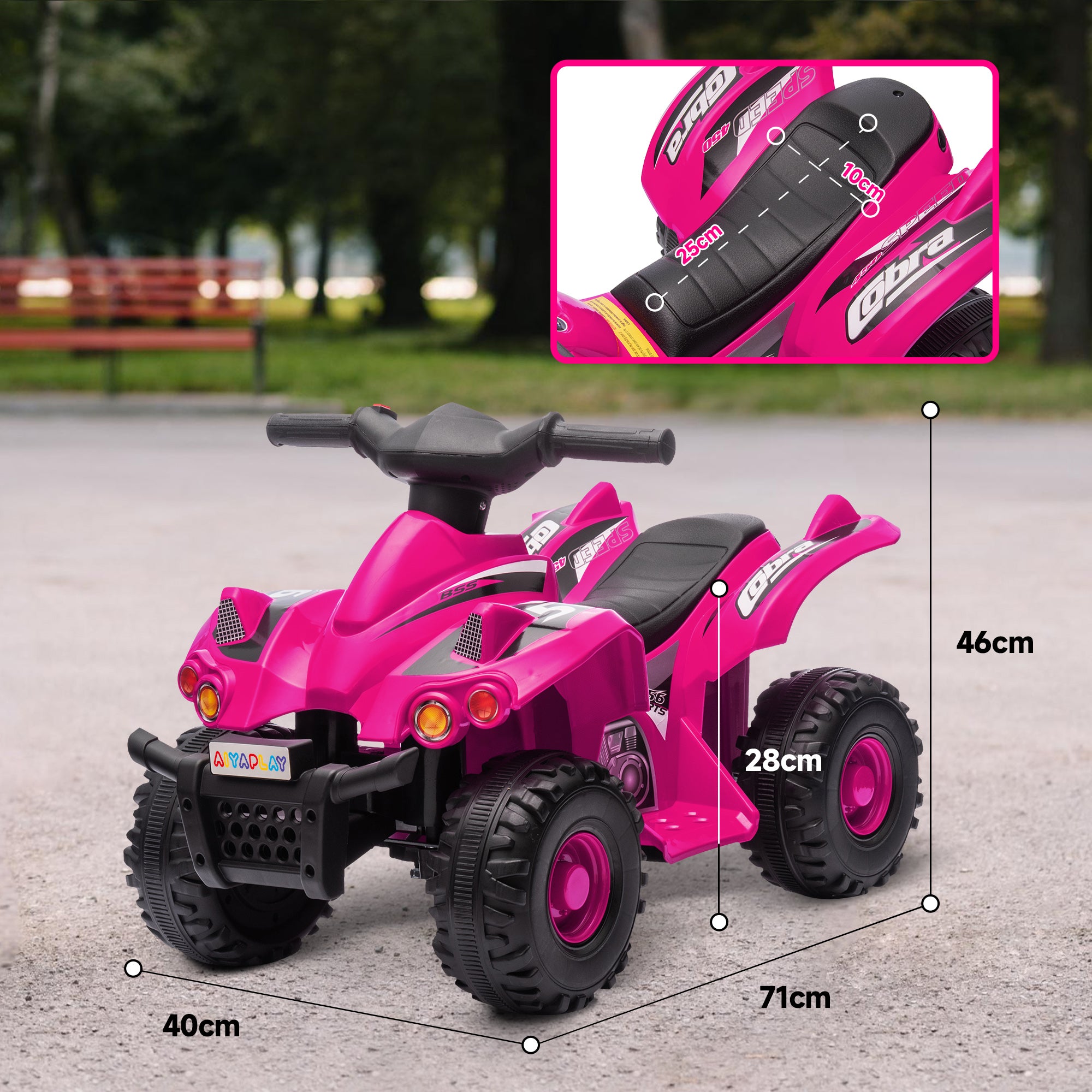 AIYAPLAY 6V Kids Electric Quad Bike - Pink