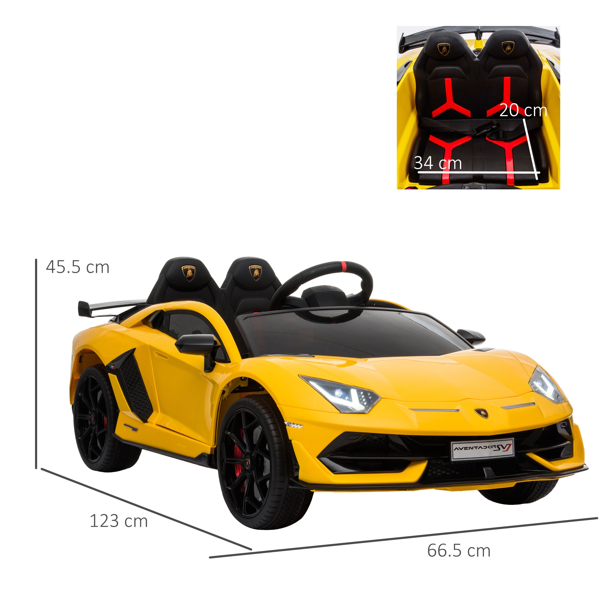 HOMCOM Lamborghini Aventador 12V Kids Ride-On Car