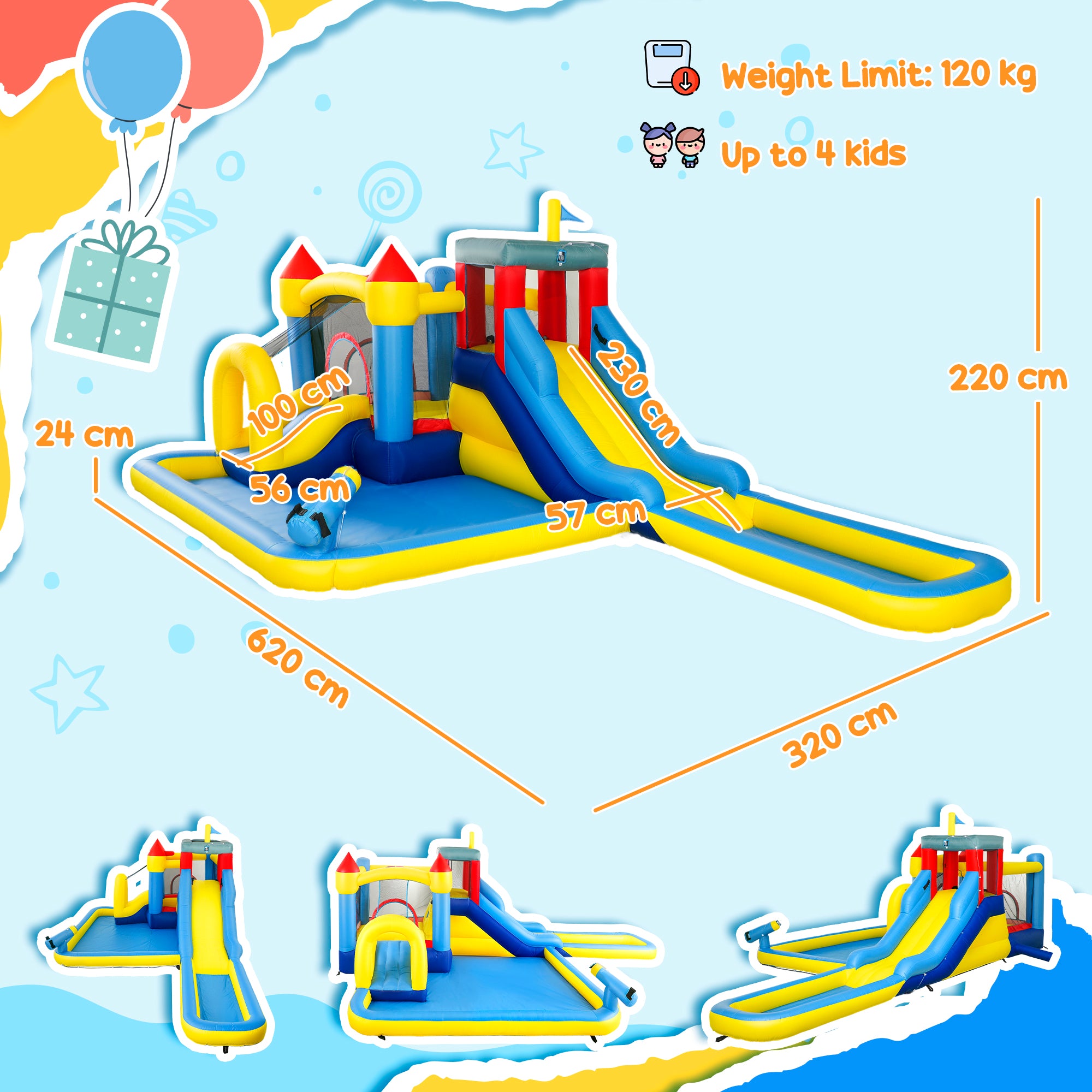AIYAPLAY 6-in-1 Water Bounce House with 2 Slides