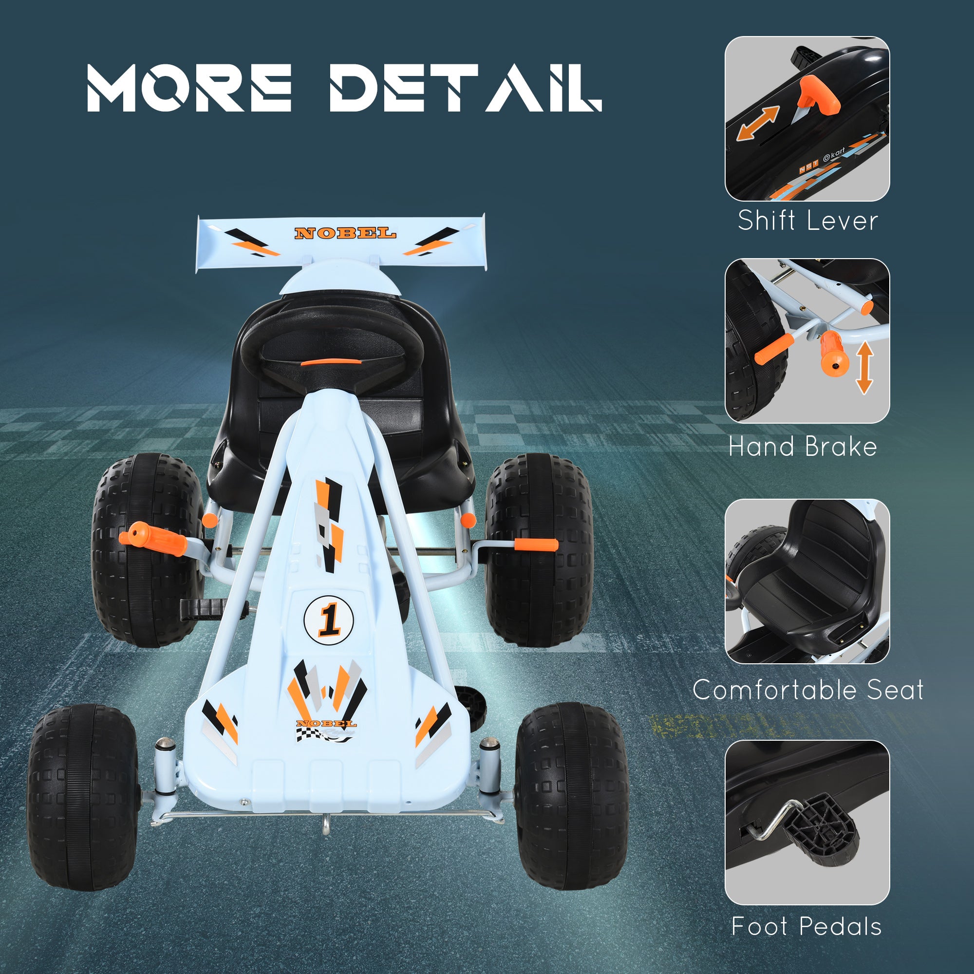 HOMCOM Kids Pedal Go Kart Adjustable Seat 97x66cm