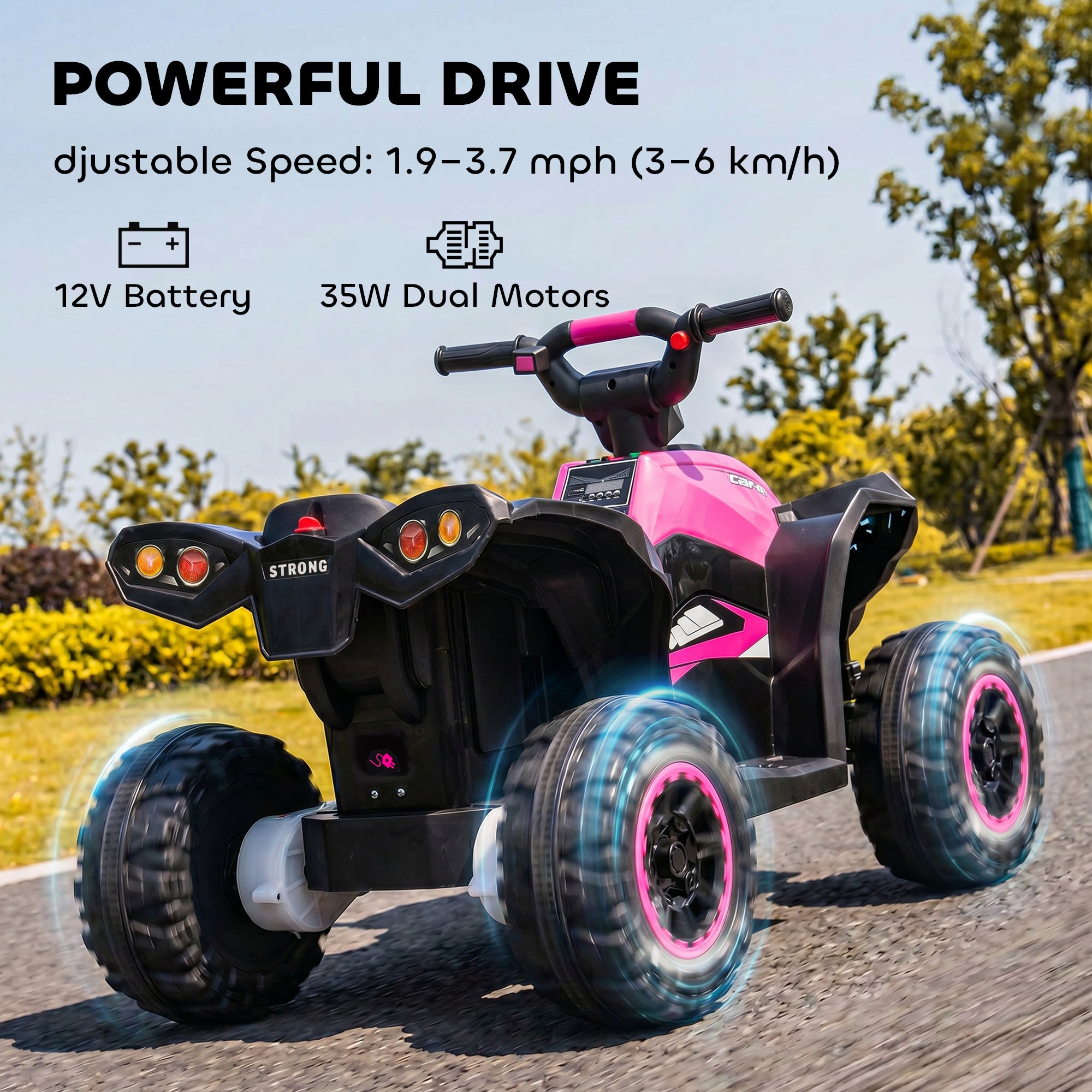 HOMCOM 12V Kids Electric Quad Bike - Pink