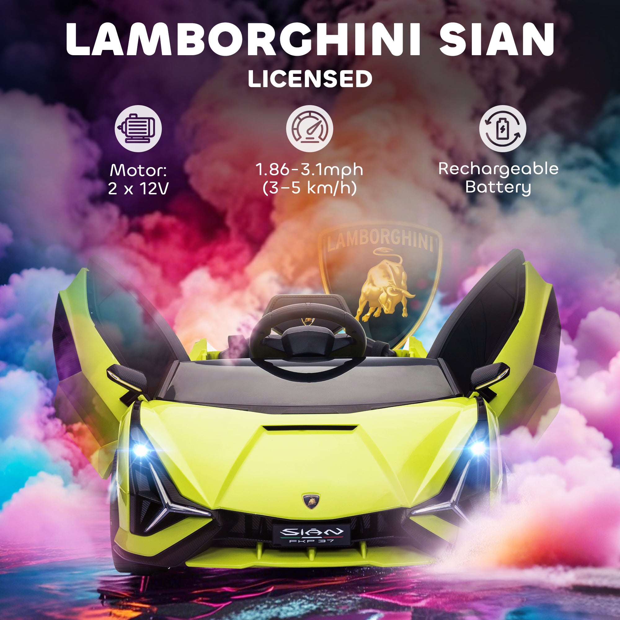 HOMCOM Lamborghini Sian 12V Kids Ride-On Car
