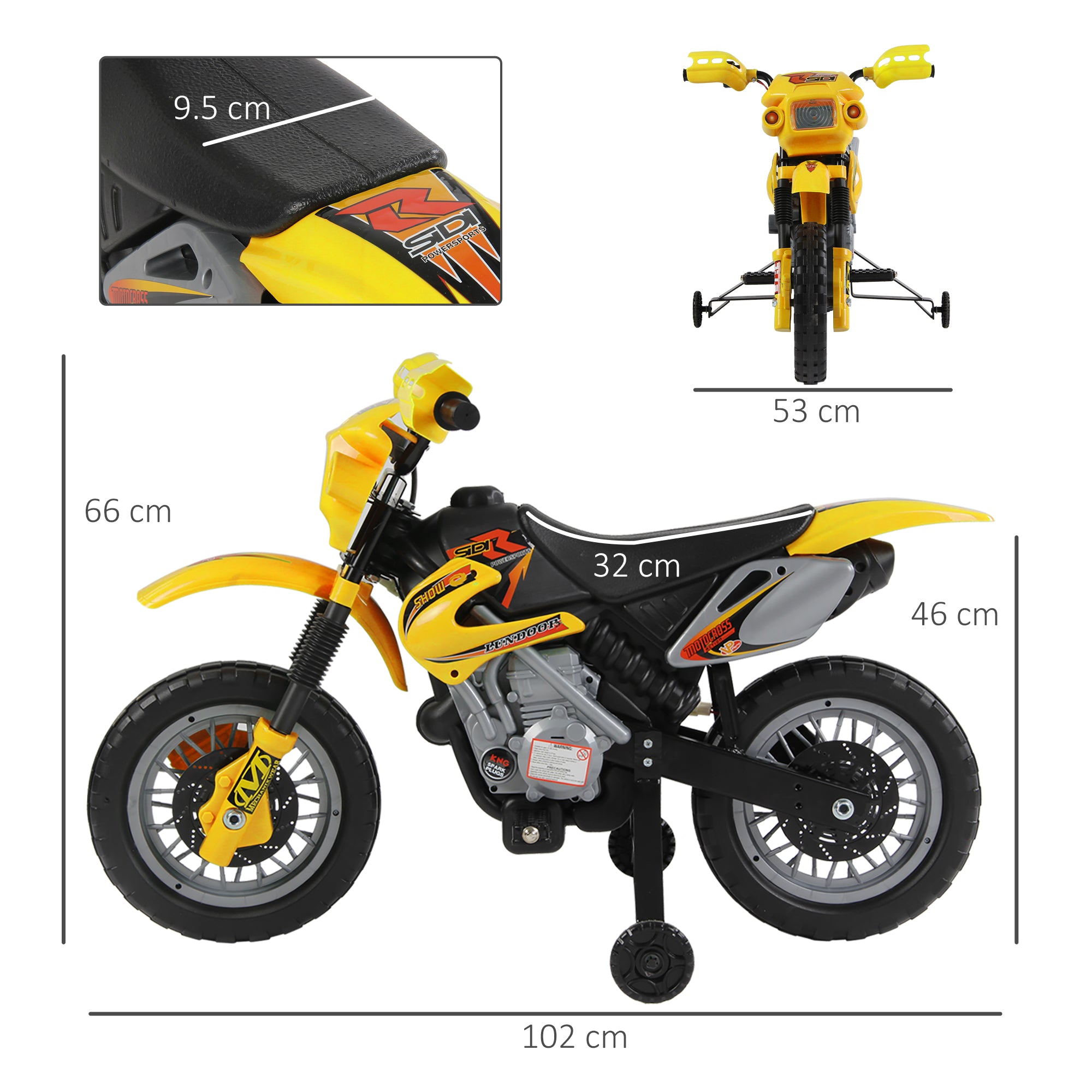 HOMCOM Kids Electric Ride-On Motorbike - Yellow