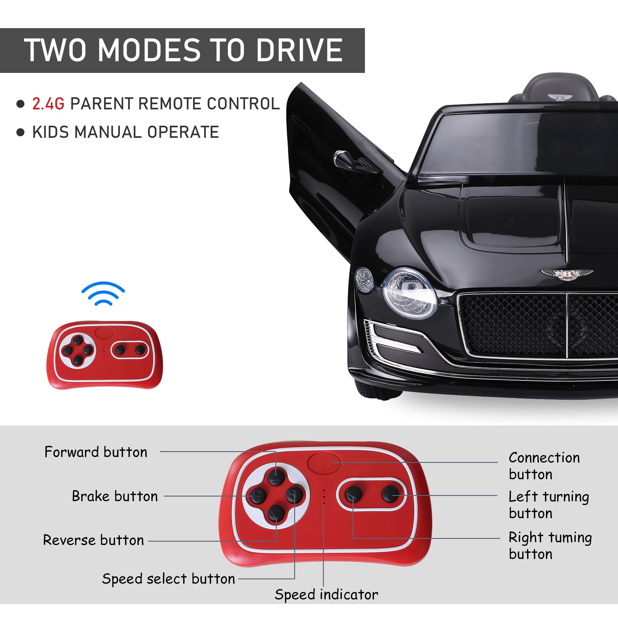 HOMCOM Bentley GT 12V Kids Ride-On Car