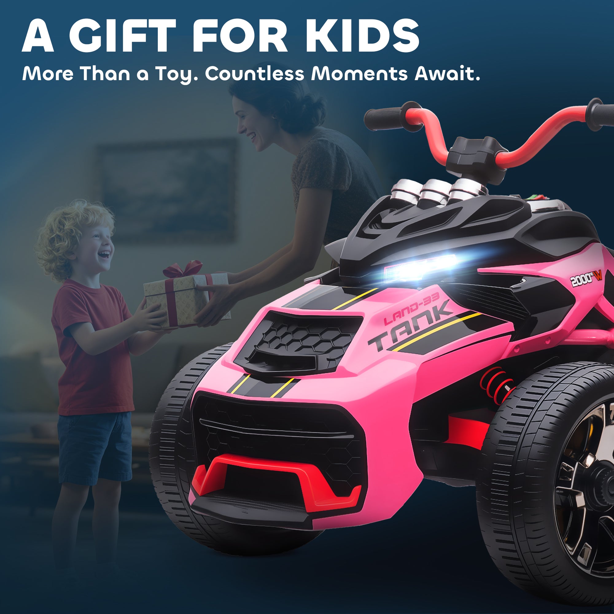 AIYAPLAY 12V Three-Wheel Kids Electric Car - Black