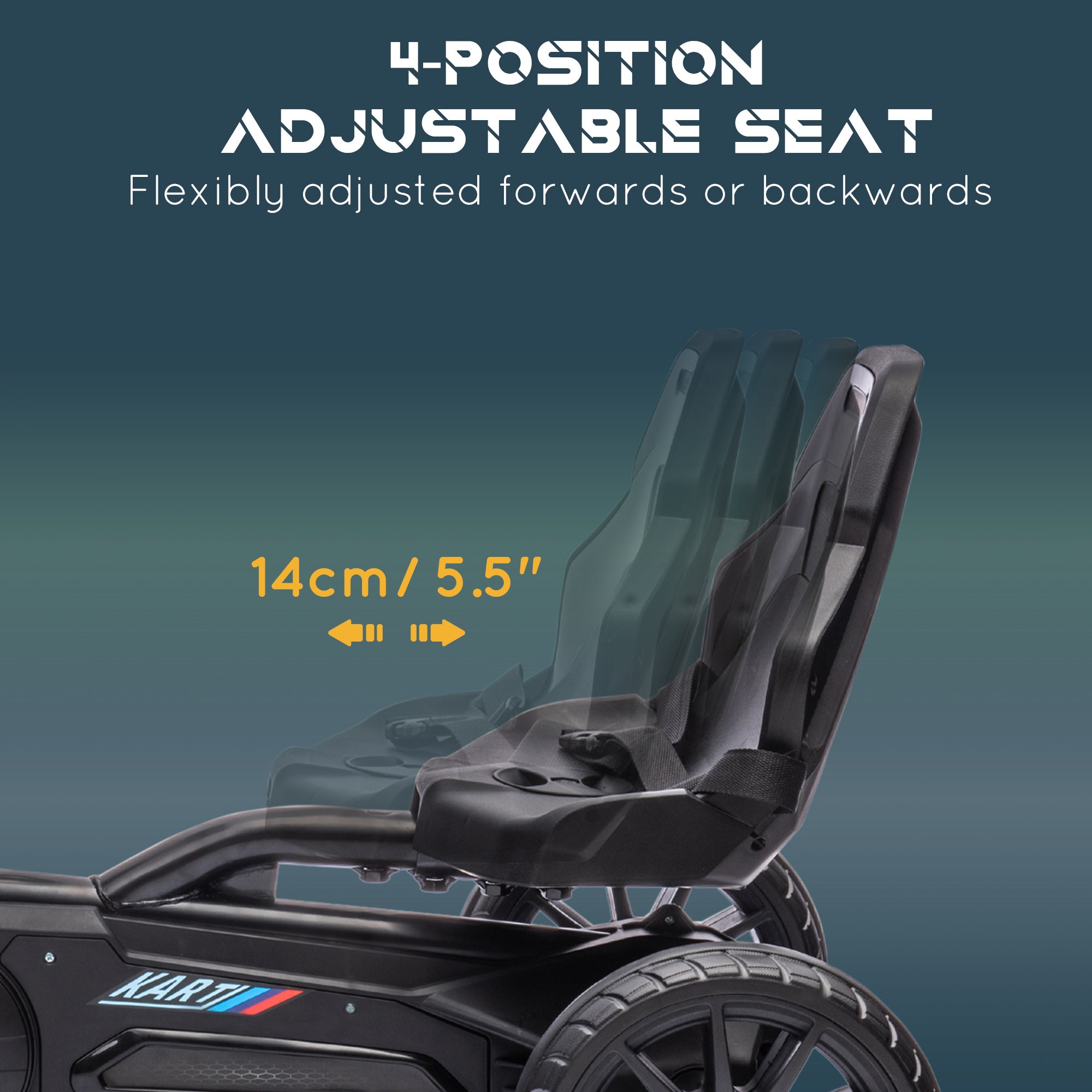 HOMCOM Kids Go Kart Adjustable Seat Handbrake