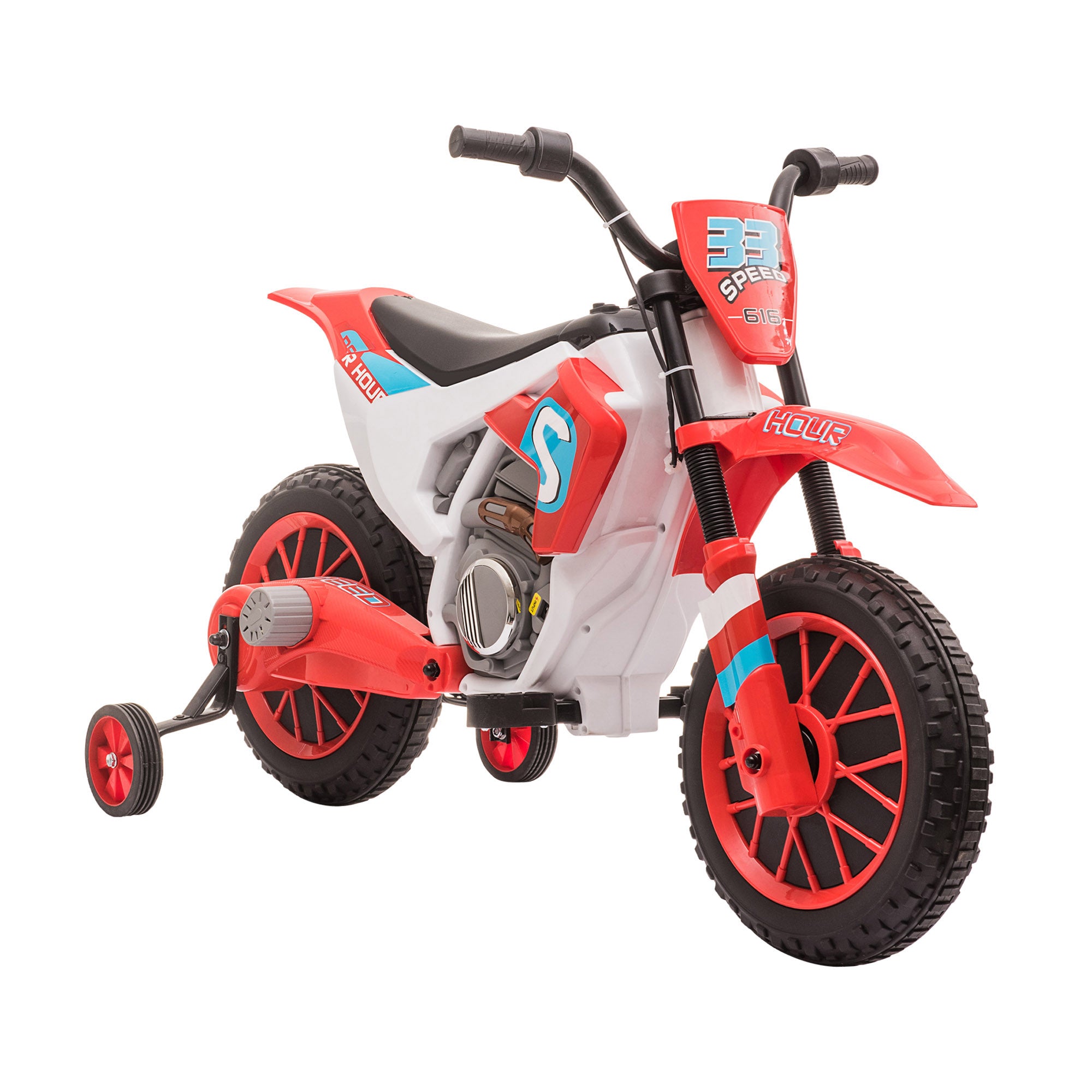 HOMCOM 12V Kids Electric Motorbike with Training Wheels