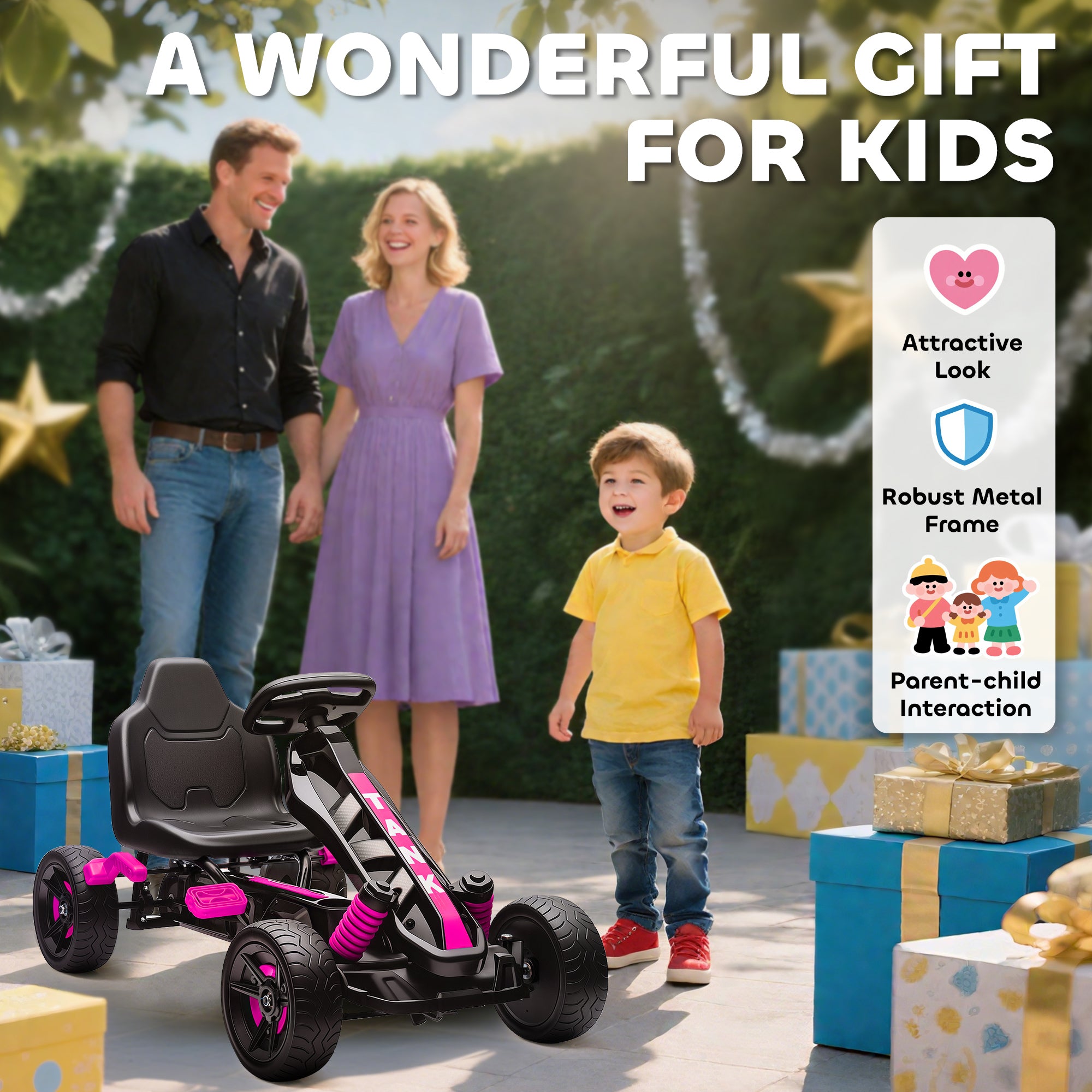 AIYAPLAY Kids Pedal Go Kart with Brake EVA Wheels