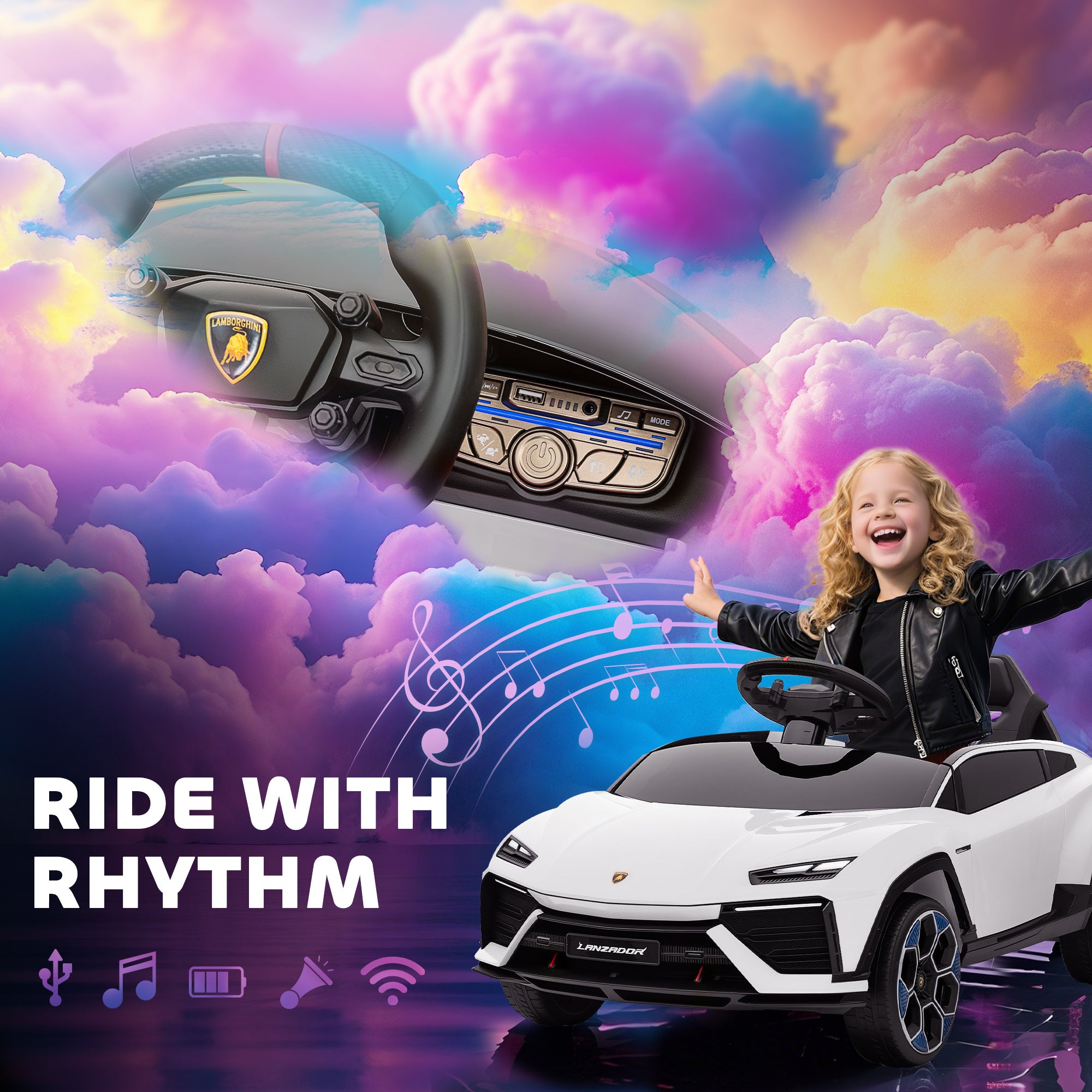 AIYAPLAY Lamborghini 12V Kids Electric Ride-On Car