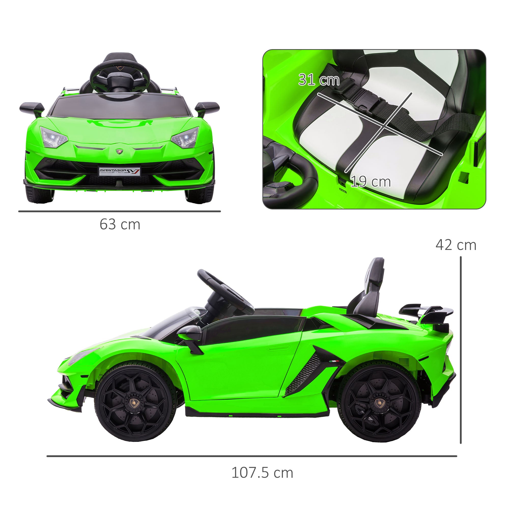 HOMCOM Lamborghini 12V Kids Ride-On Car