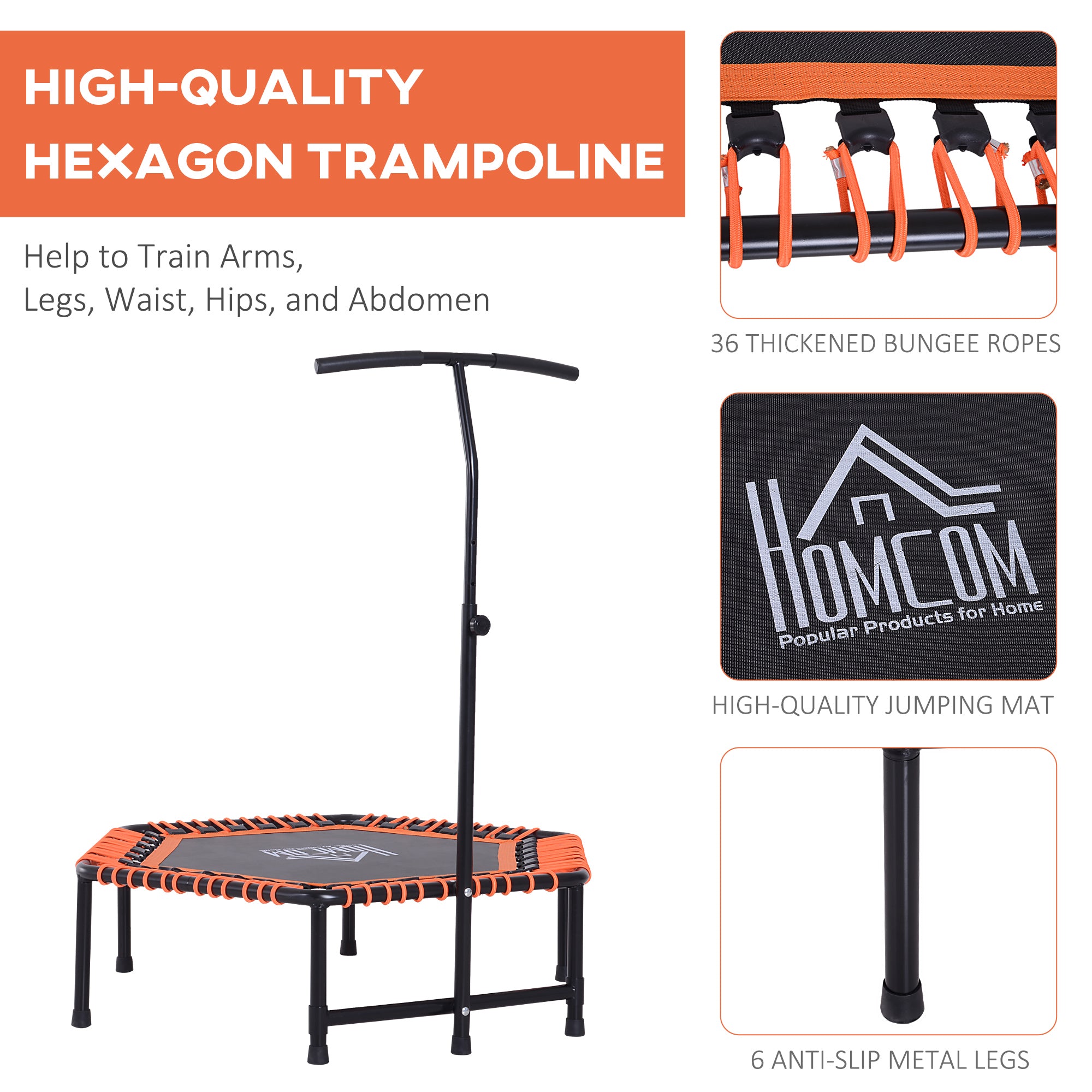 HOMCOM Mini Trampoline with Adjustable Handle