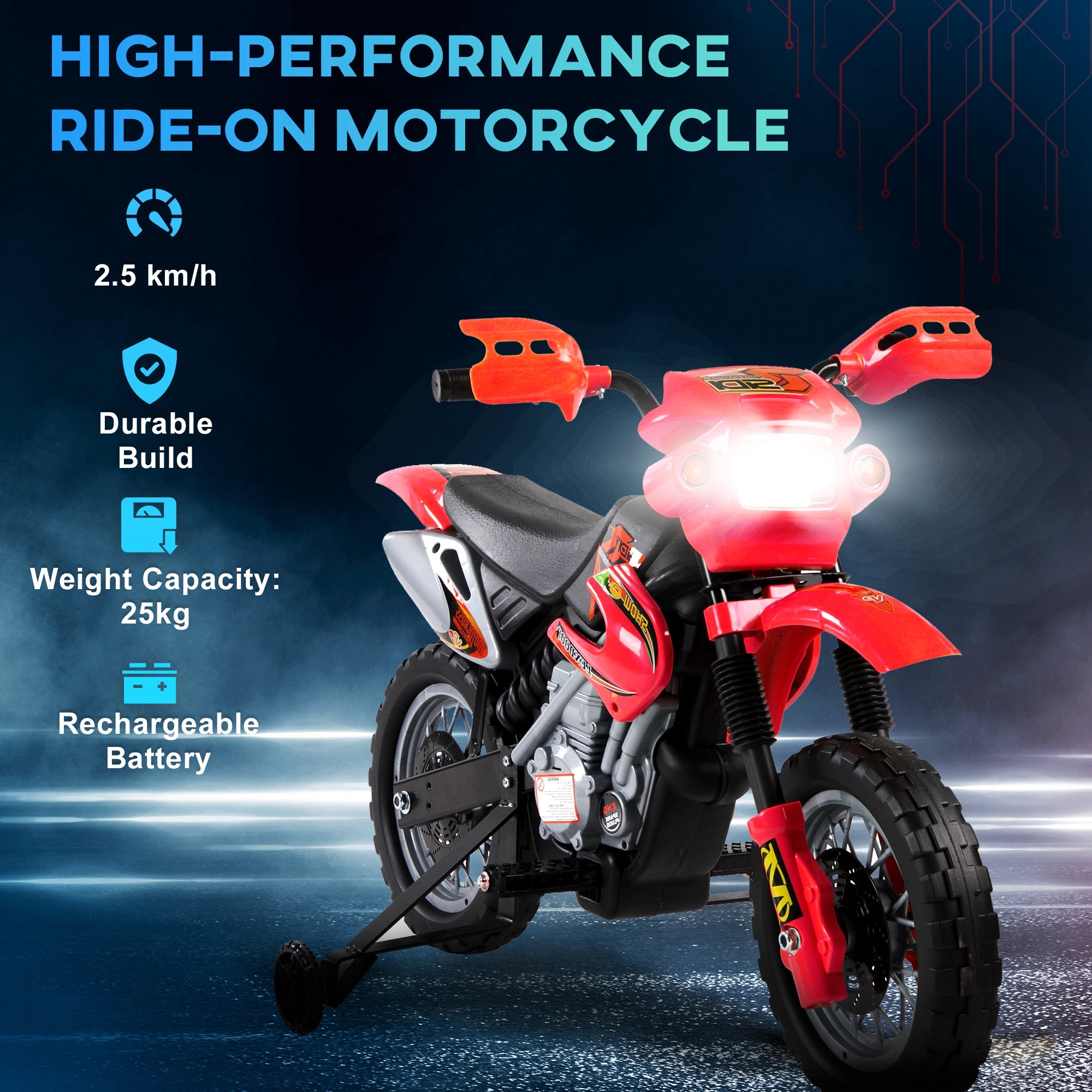 HOMCOM Kids Electric Ride-On Motorbike - Red
