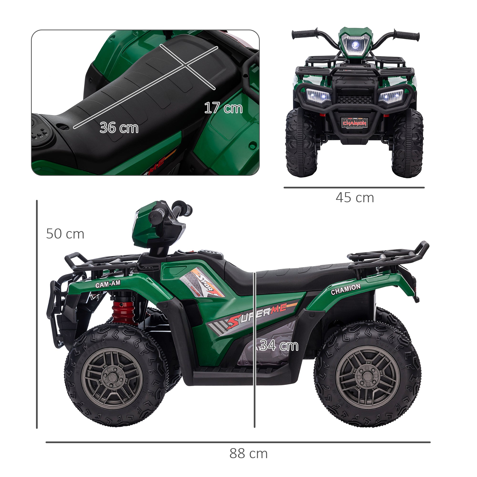 HOMCOM 12V Kids Electric Quad Bike - Green
