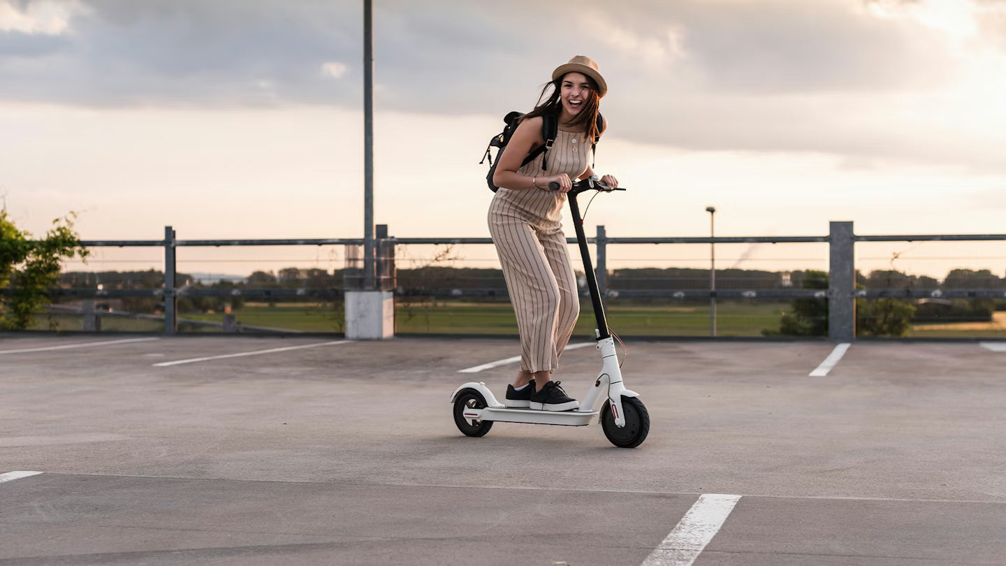Woman on electric scooter