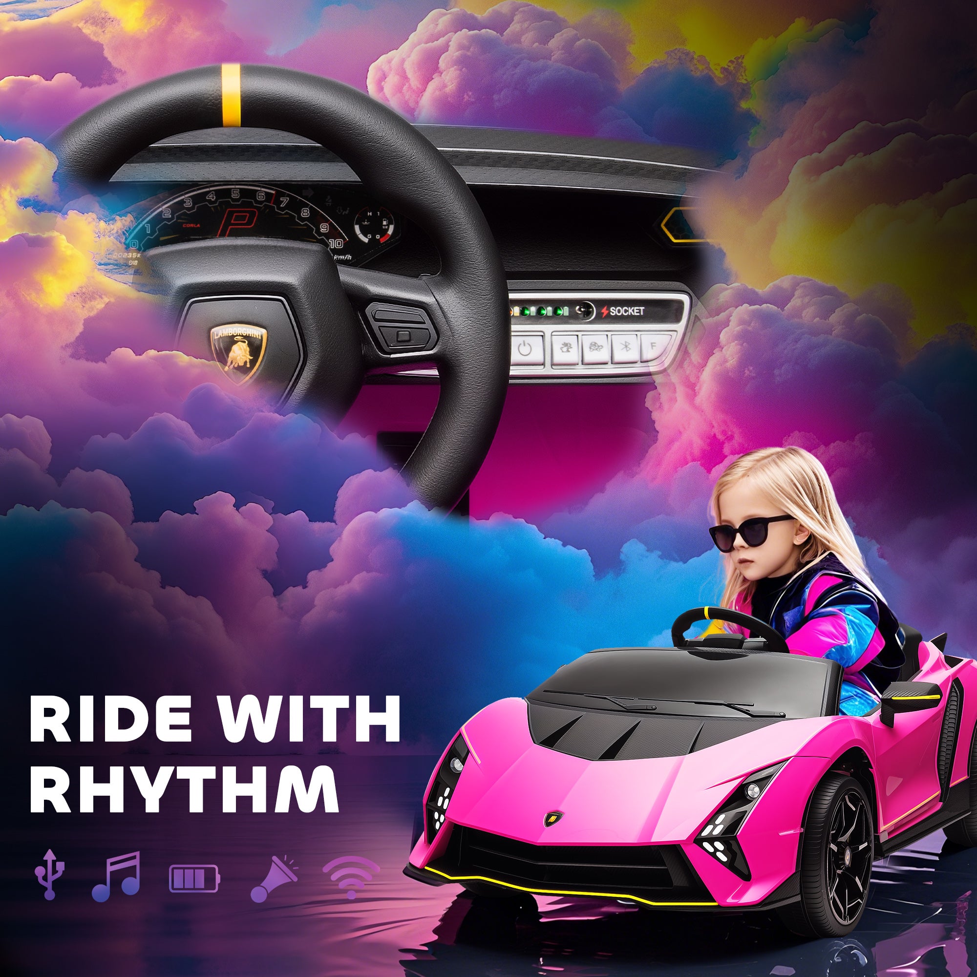 AIYAPLAY Lamborghini Autentica 12V Kids Ride-On Car
