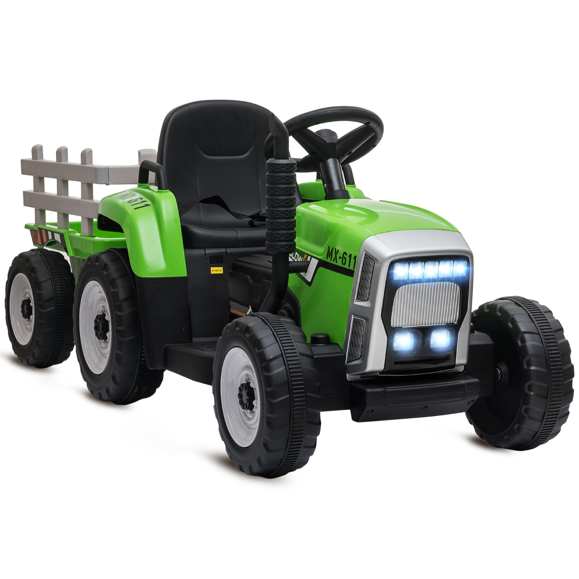 HOMCOM Kids Electric Ride-On Tractor with Trailer