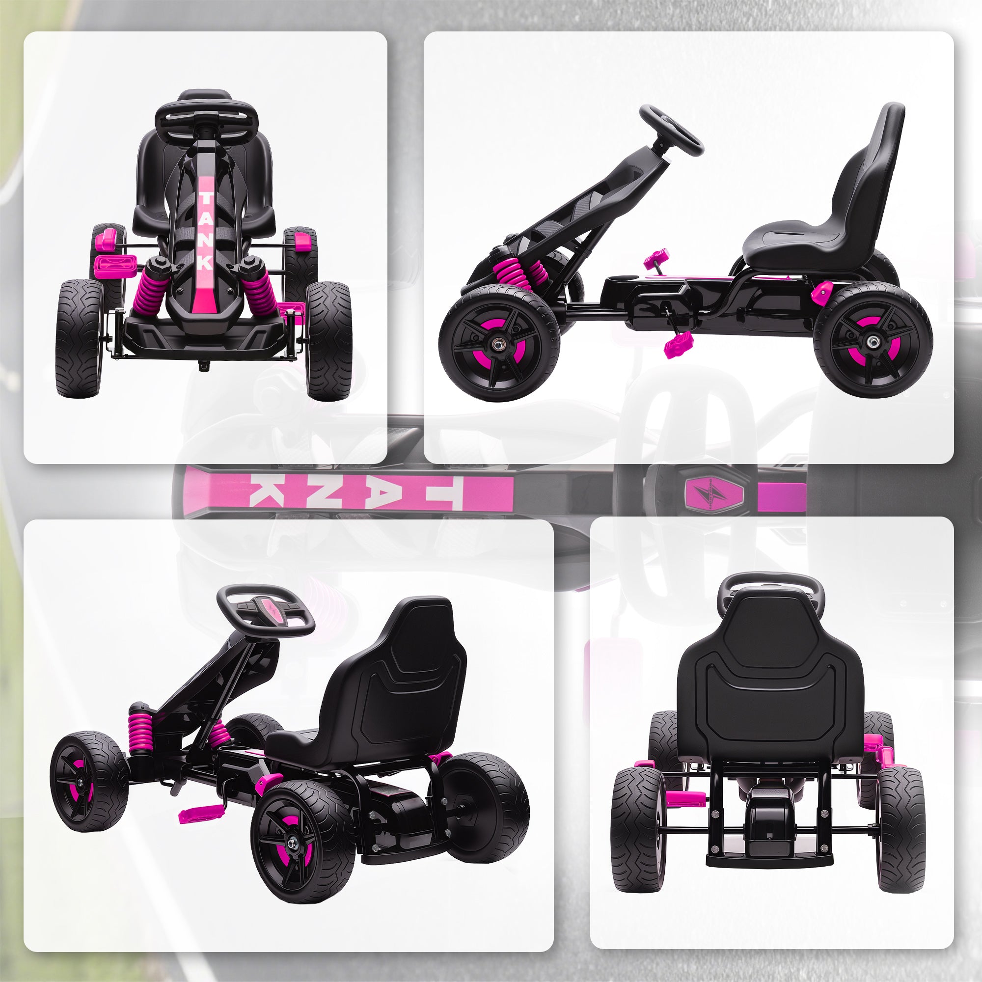 AIYAPLAY Kids Pedal Go Kart with Brake EVA Wheels