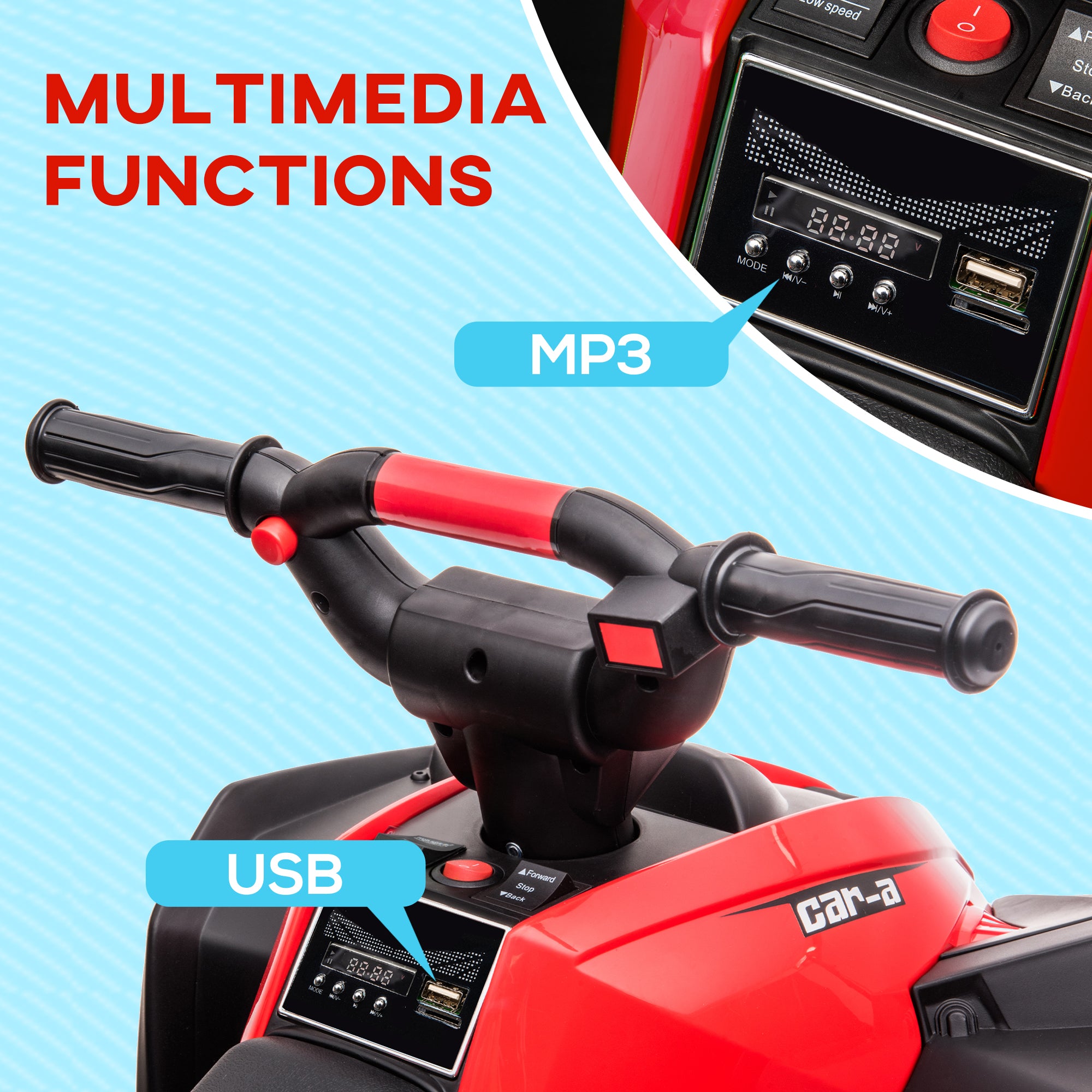 HOMCOM 12V Kids Electric Quad Bike - Red