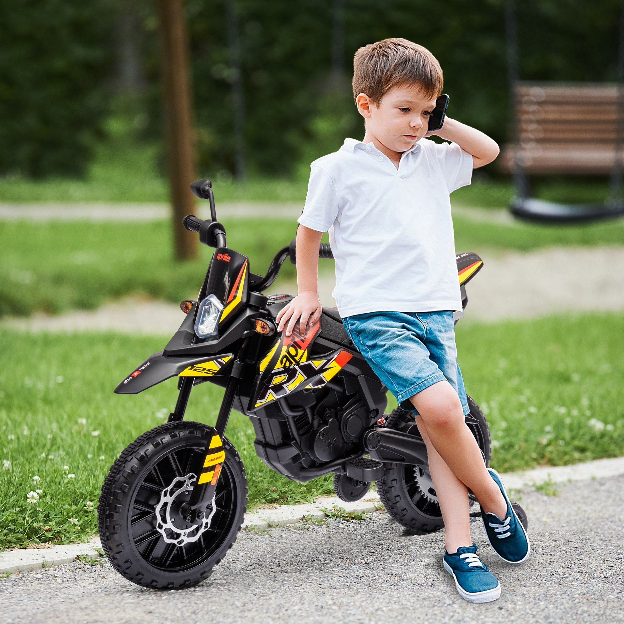 AIYAPLAY Aprilia 12V Kids Electric Motorbike - Red/Black
