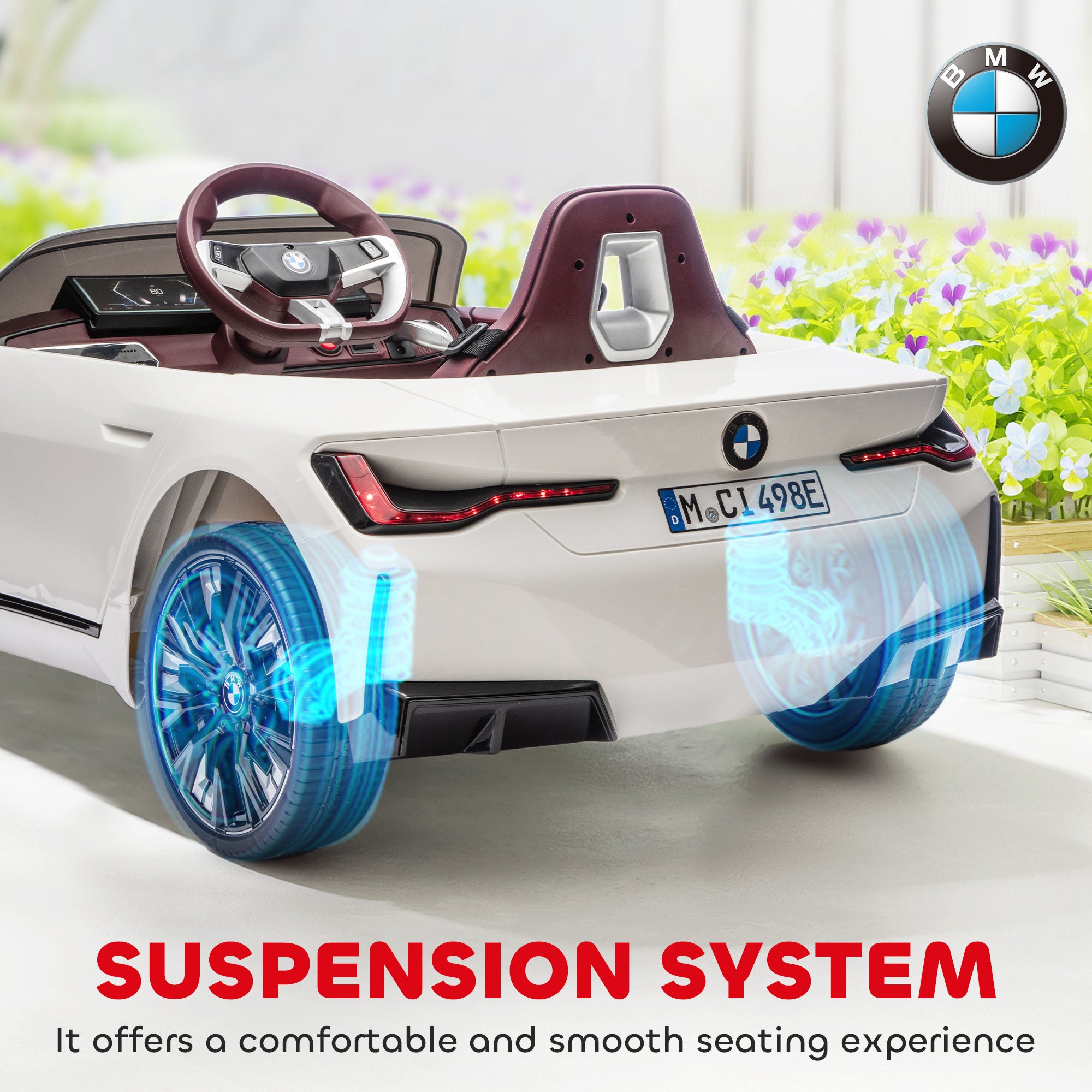 HOMCOM BMW i4 12V Kids Ride-On Car - White