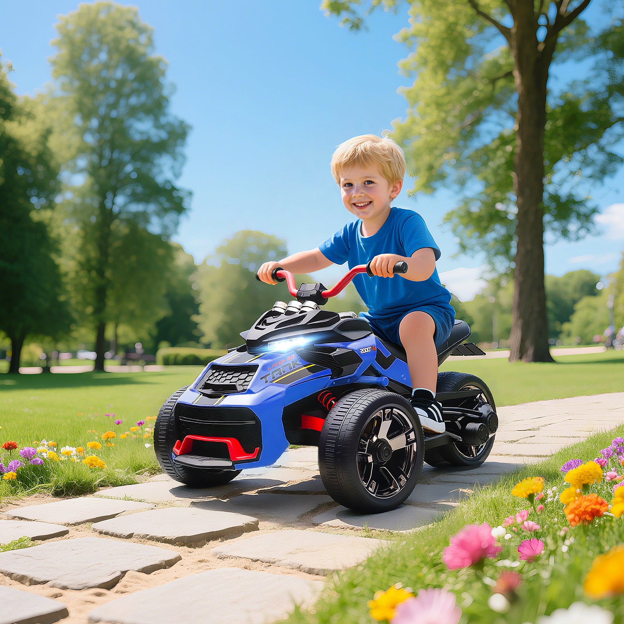 AIYAPLAY 12V Three-Wheel Kids Electric Car - Black
