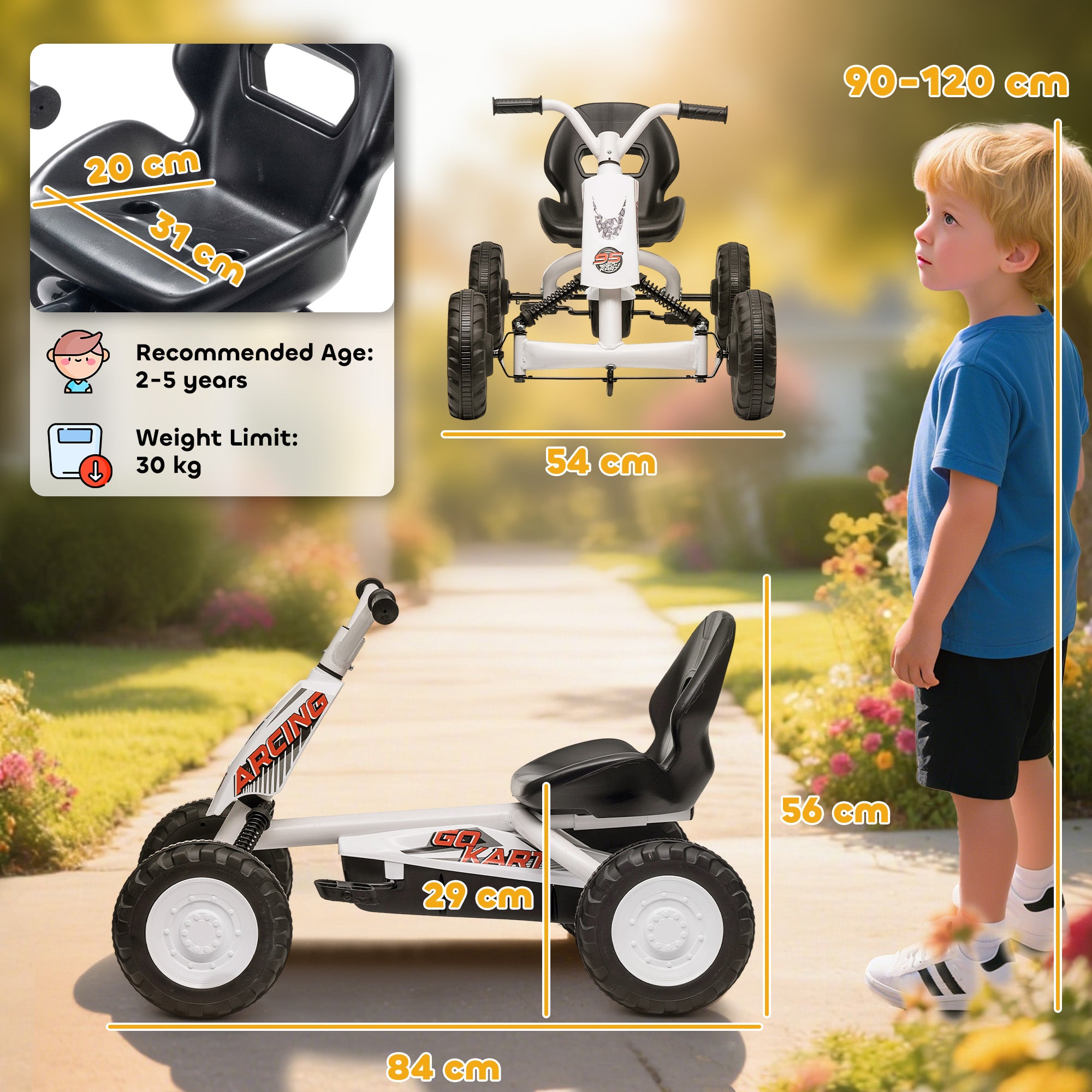 AIYAPLAY Kids Pedal Go Kart Steel Frame