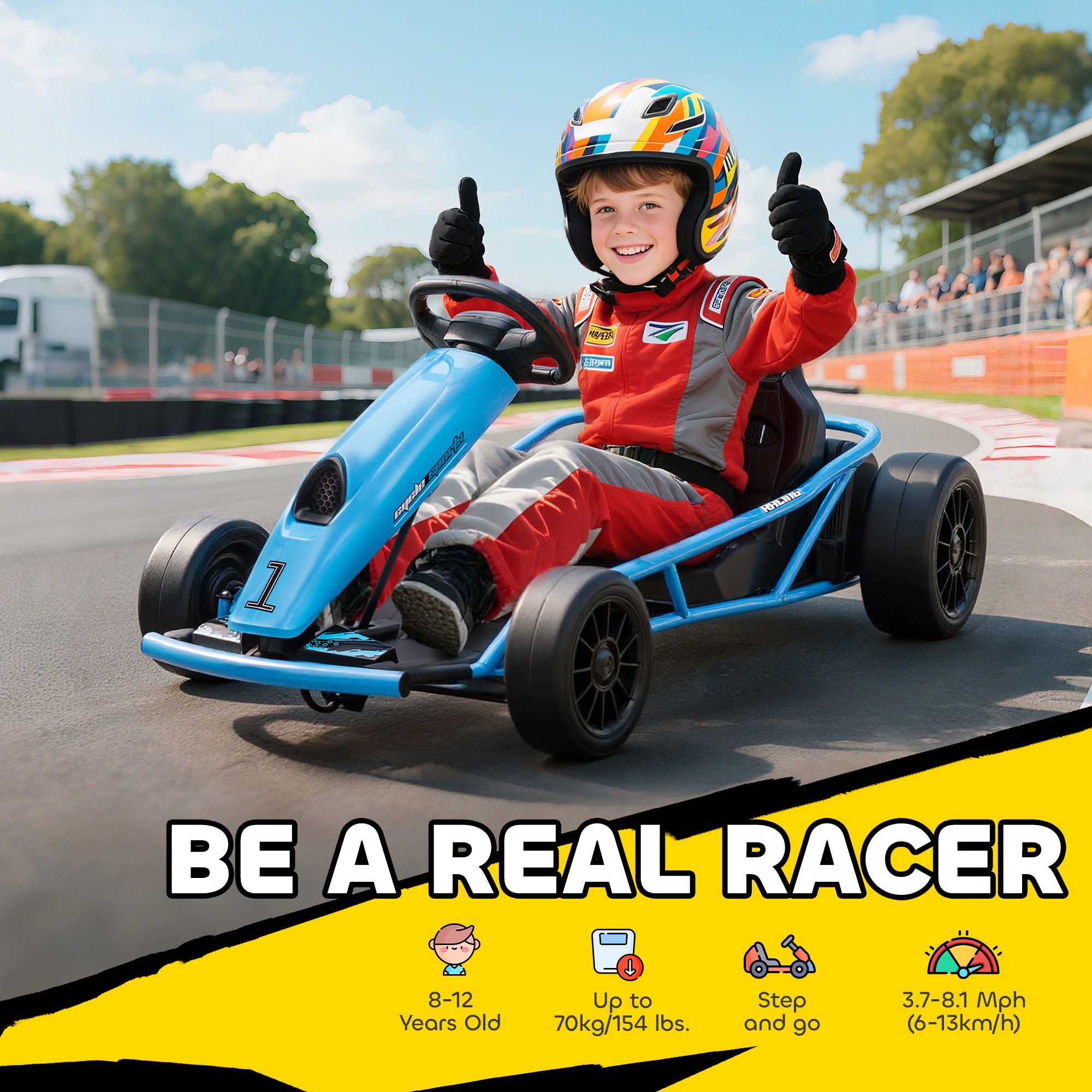 HOMCOM 24V Electric Go Kart for Kids Drift Ride-On Racing Go Kart with 2 Speeds