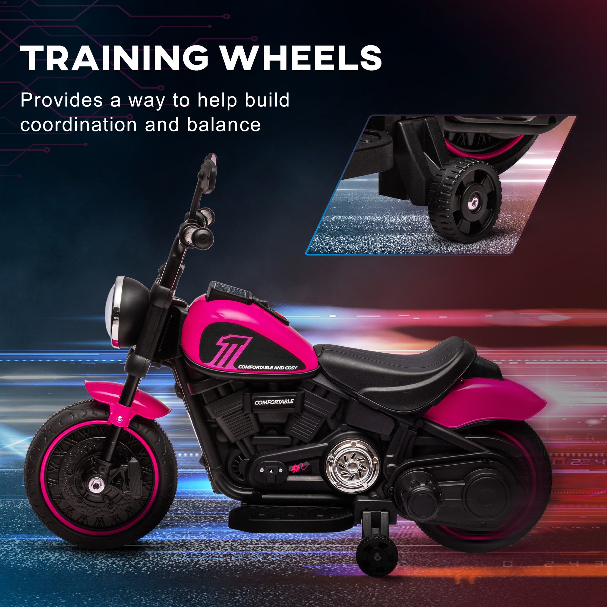 HOMCOM 6V Kids Electric Motorbike - Pink