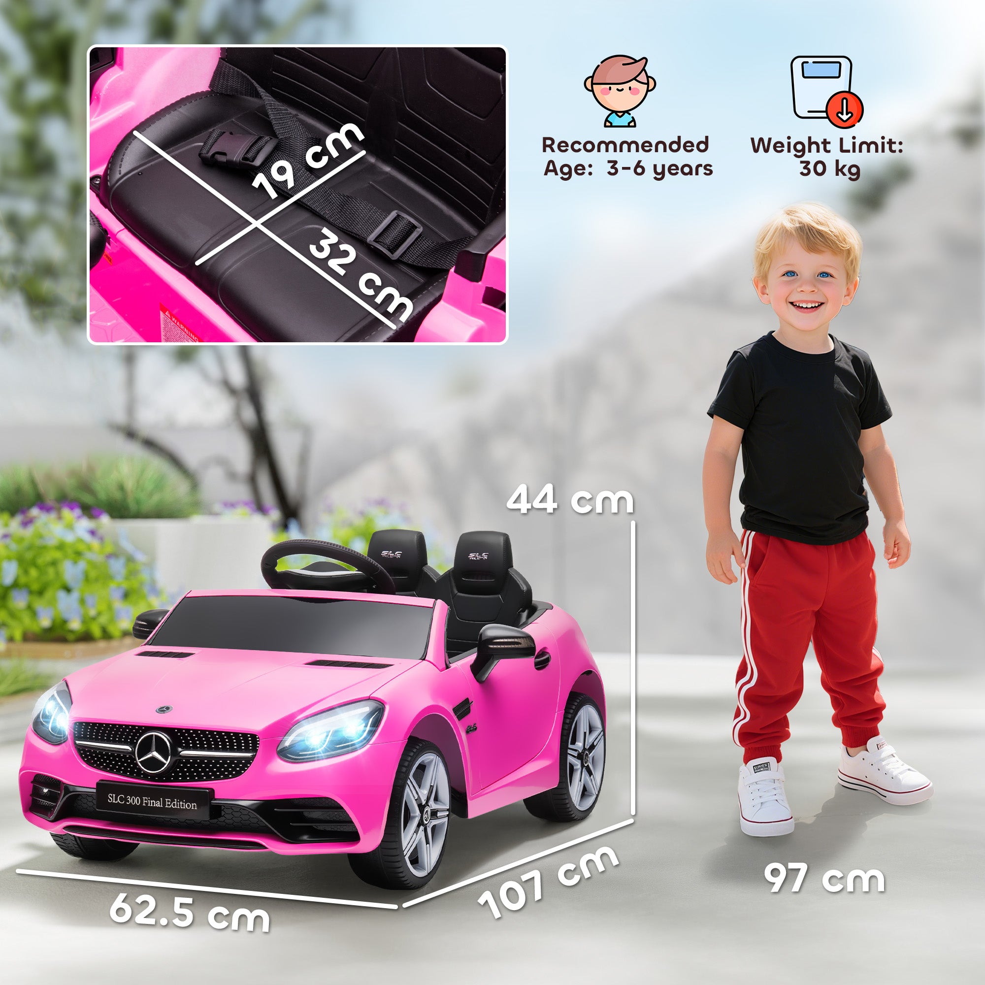 HOMCOM Mercedes-Benz SLC 300 12V Kids Ride-On Car