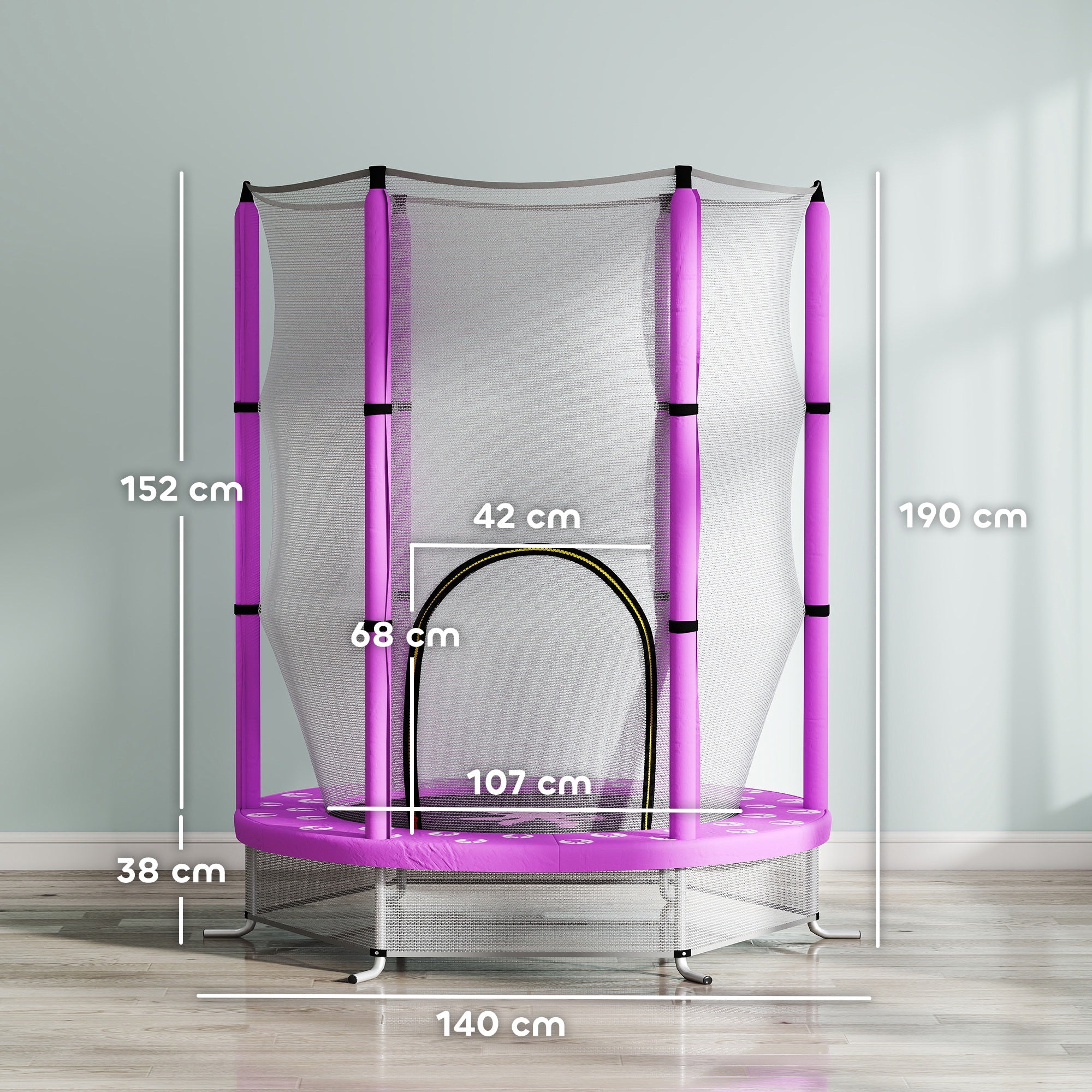 AIYAPLAY 4.6ft Toddler Trampoline w/ Safety Enclosure Net, for Indoor Outdoor Use, Ages 3-6 Years 3