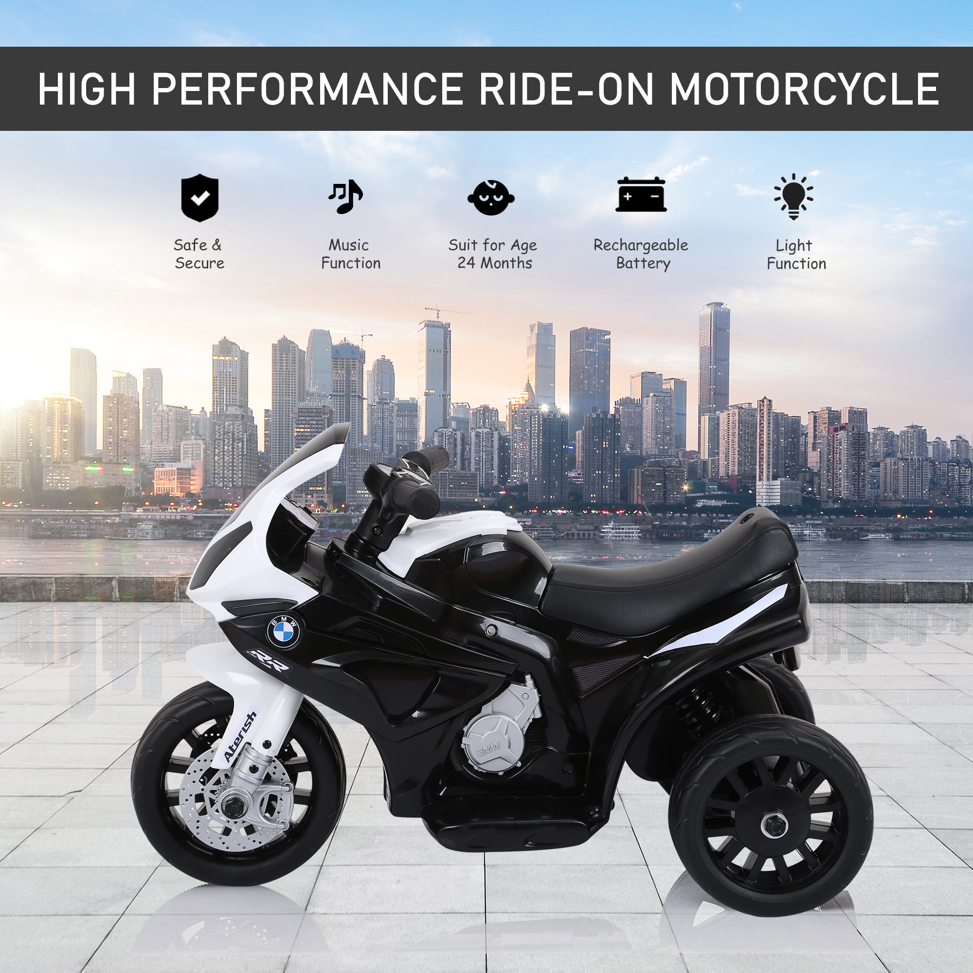 HOMCOM BMW 6V Kids Electric Motorbike - Black