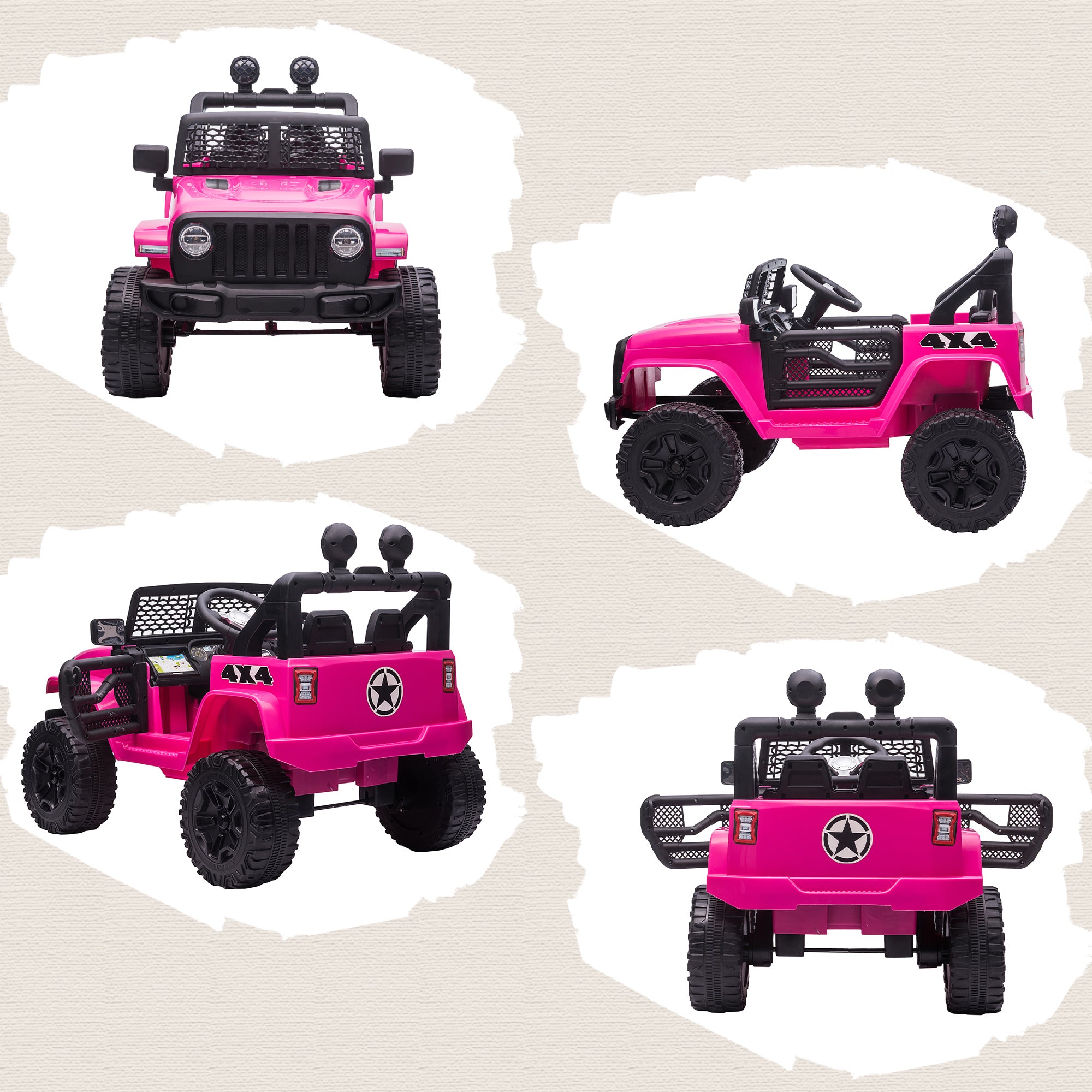 HOMCOM 12V Kids Off-Road Ride-On Car / Truck - Pink