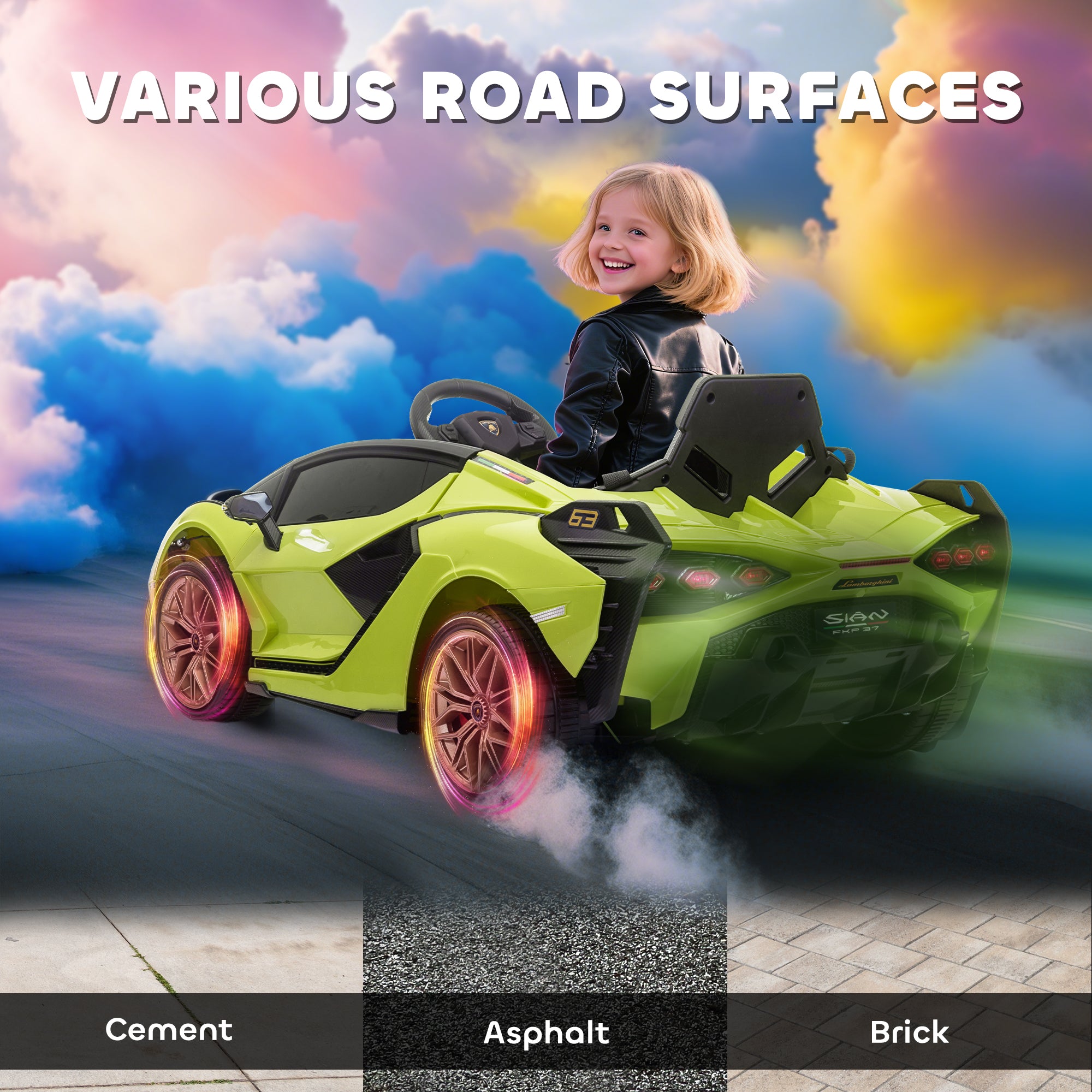 HOMCOM Lamborghini Sian 12V Kids Ride-On Car