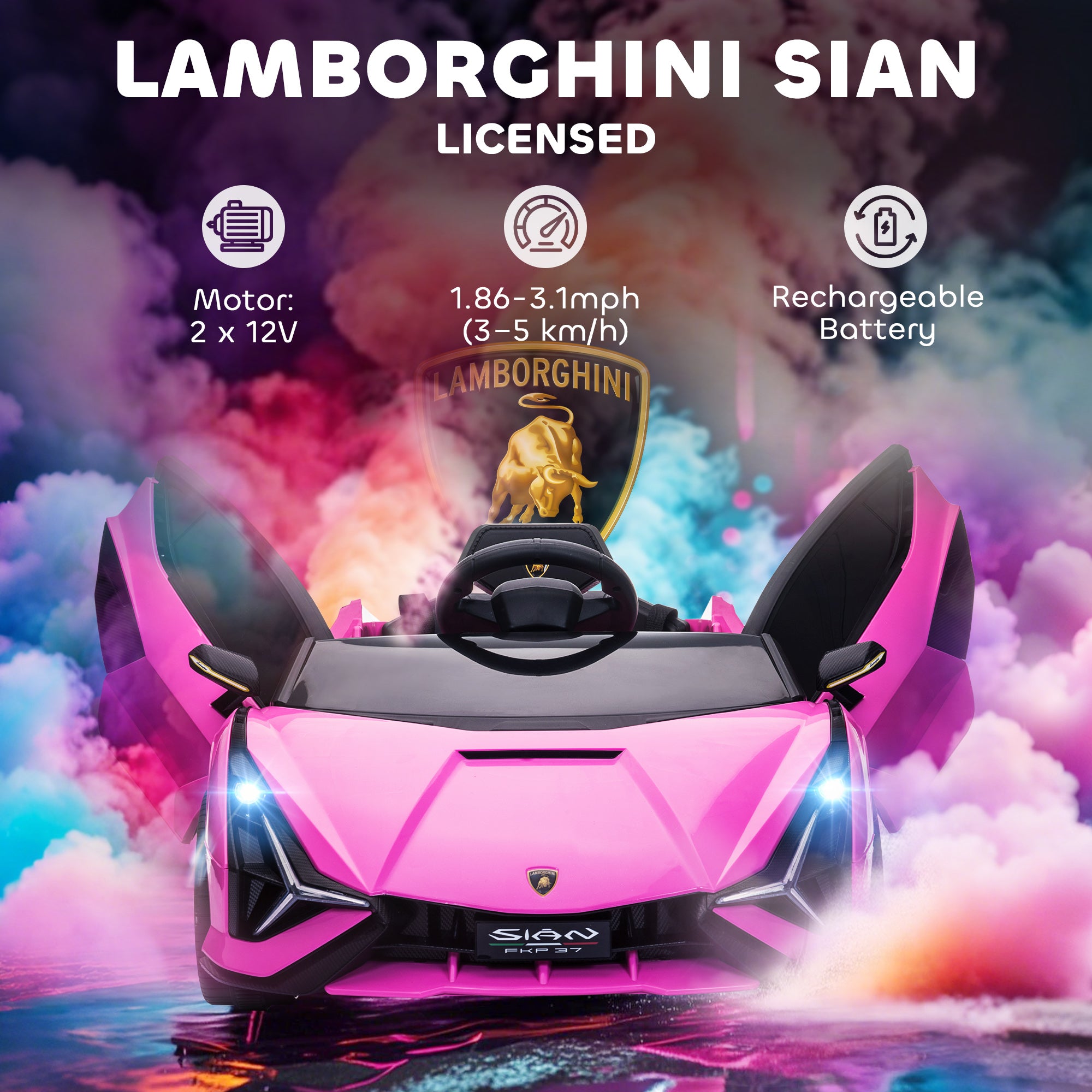 HOMCOM Lamborghini Sian 12V Kids Ride-On Car
