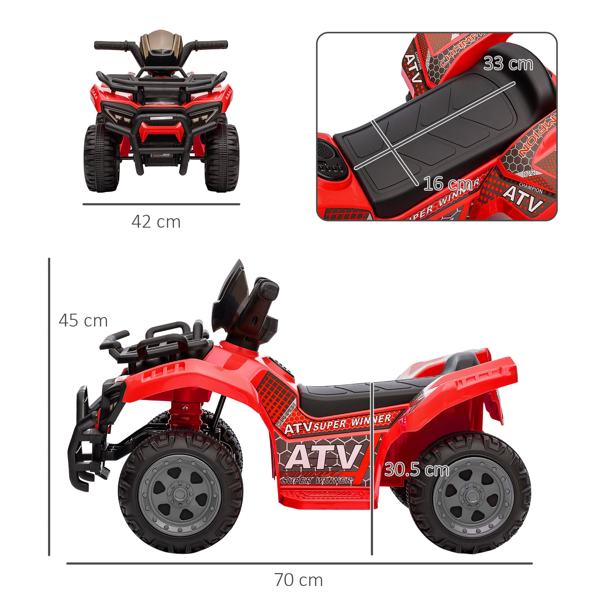 HOMCOM 6V Toddler Electric Quad Bike - Green