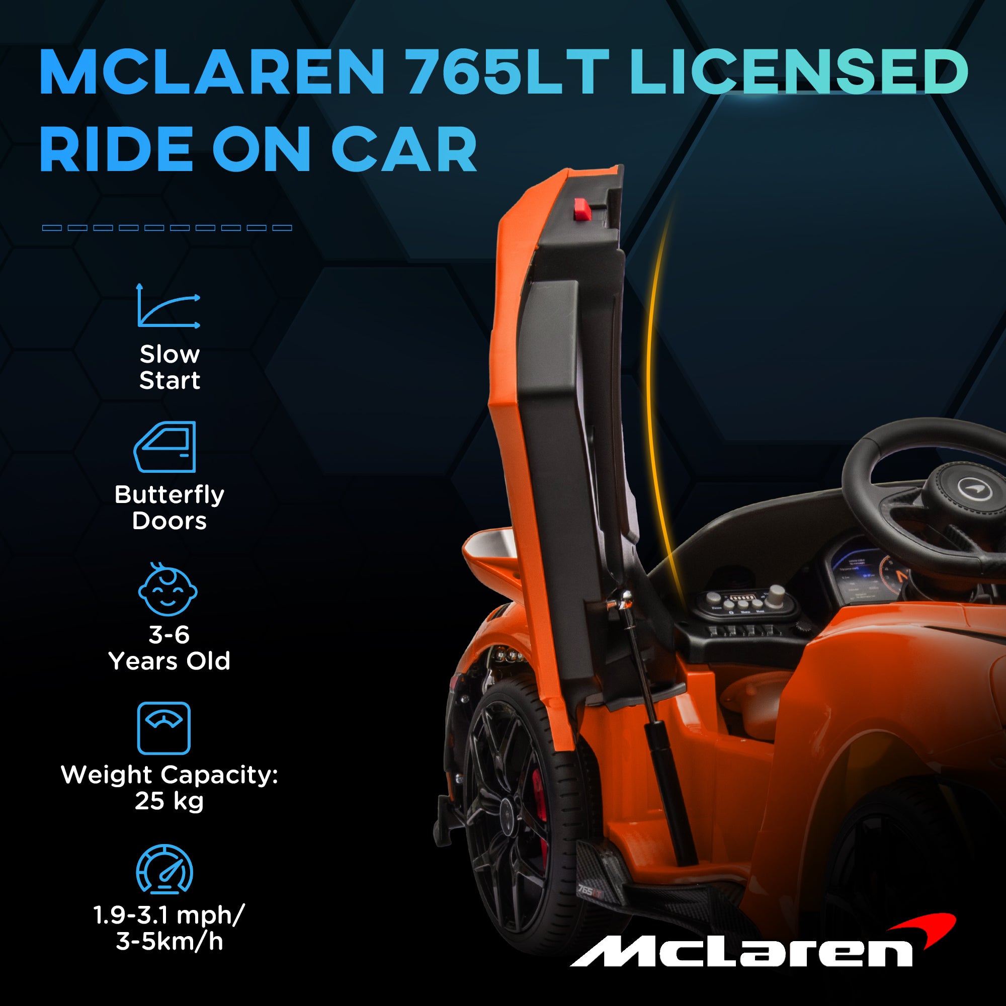 AIYAPLAY McLaren 765LT 12V Kids Ride-On Car