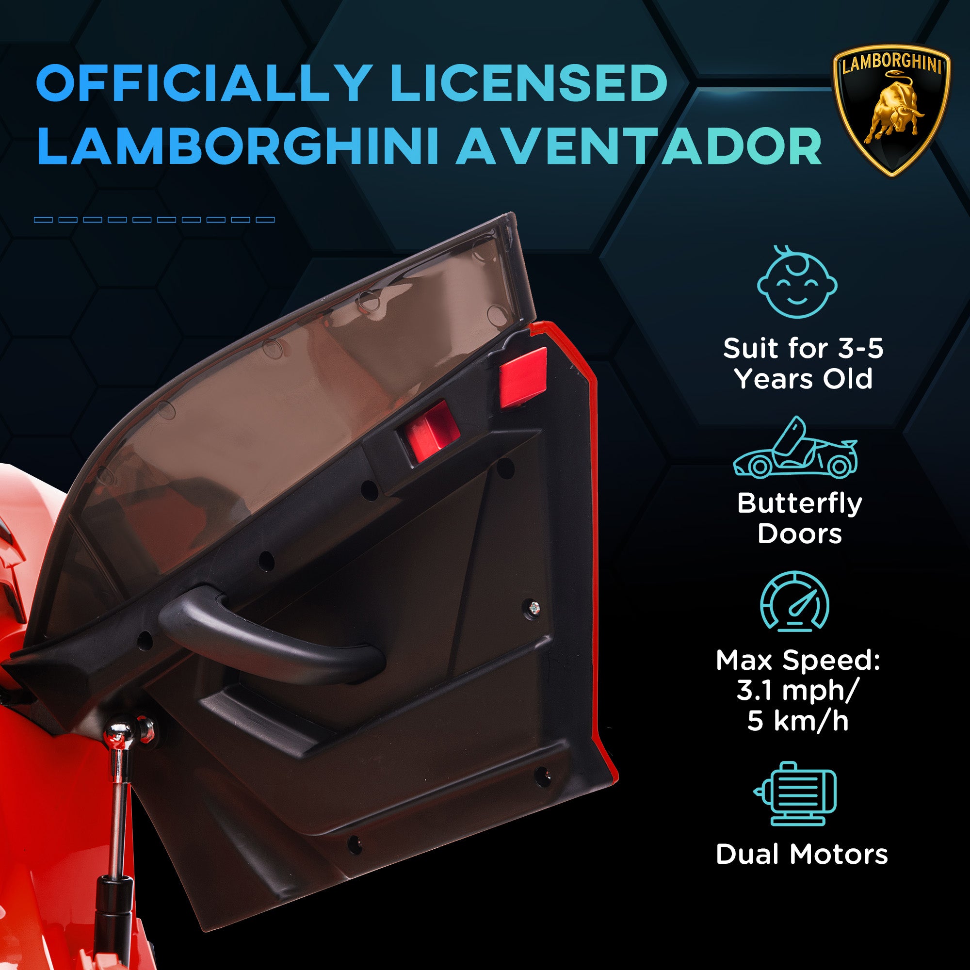 HOMCOM Lamborghini 12V Kids Ride-On Car