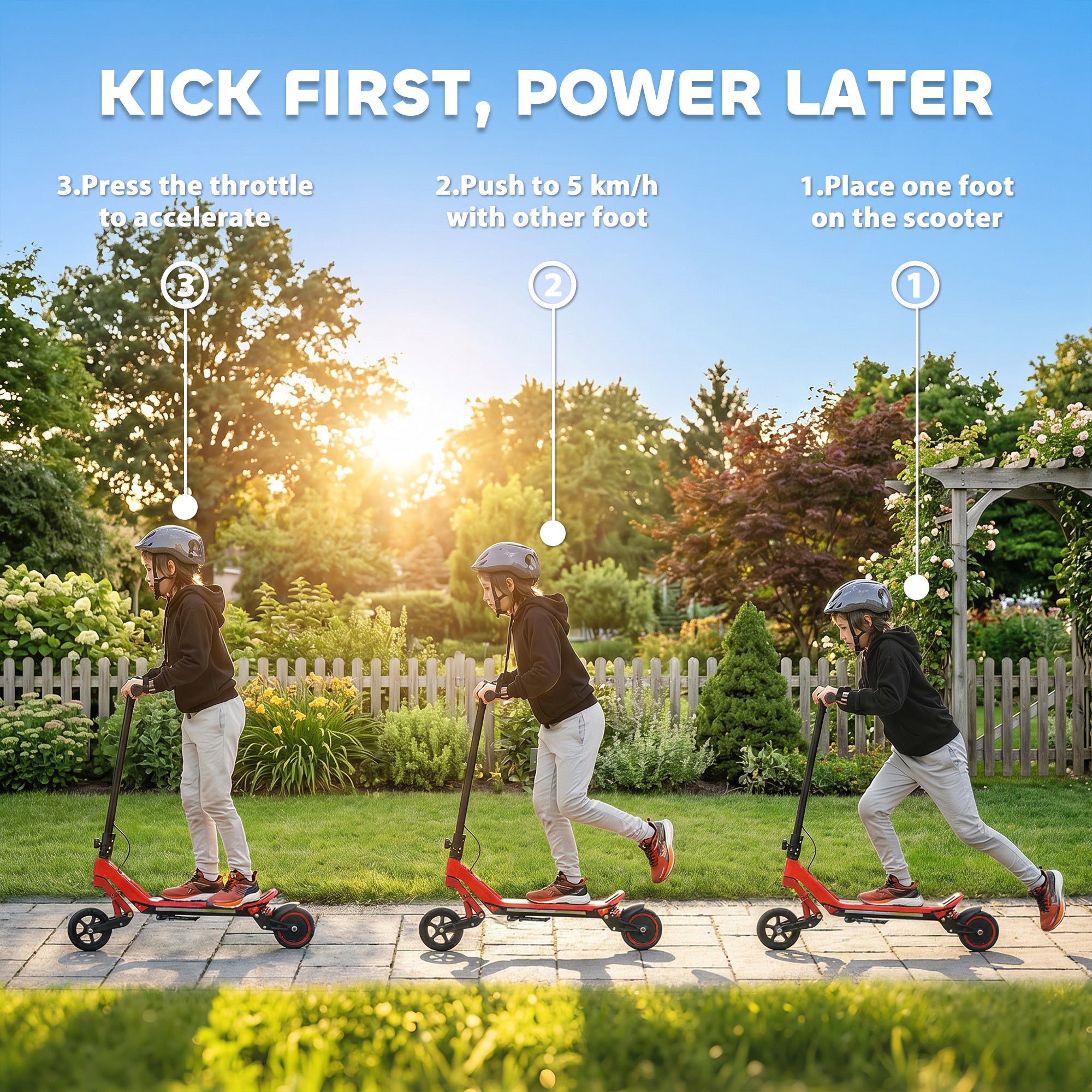 SPORTNOW Kids Foldable Electric Scooter with LED Display