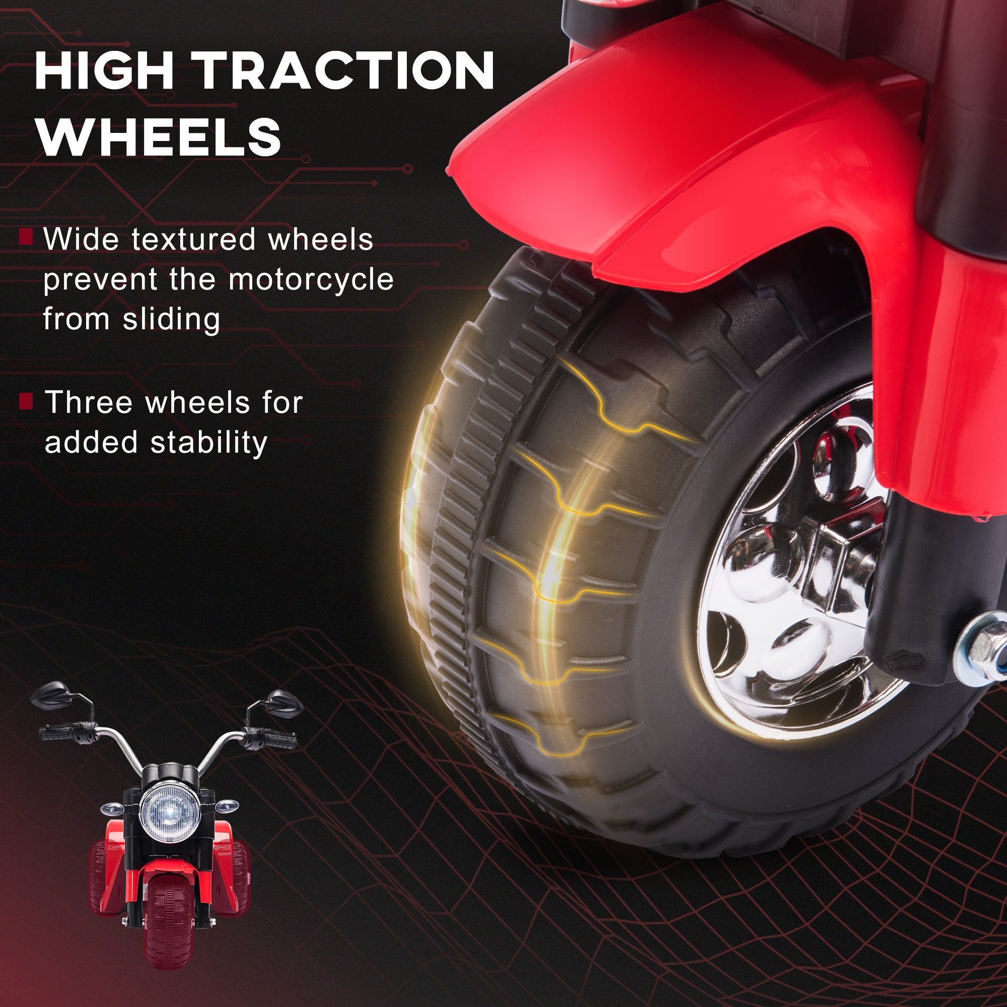 HOMCOM 6V Toddler Three-Wheel Motorbike - Red